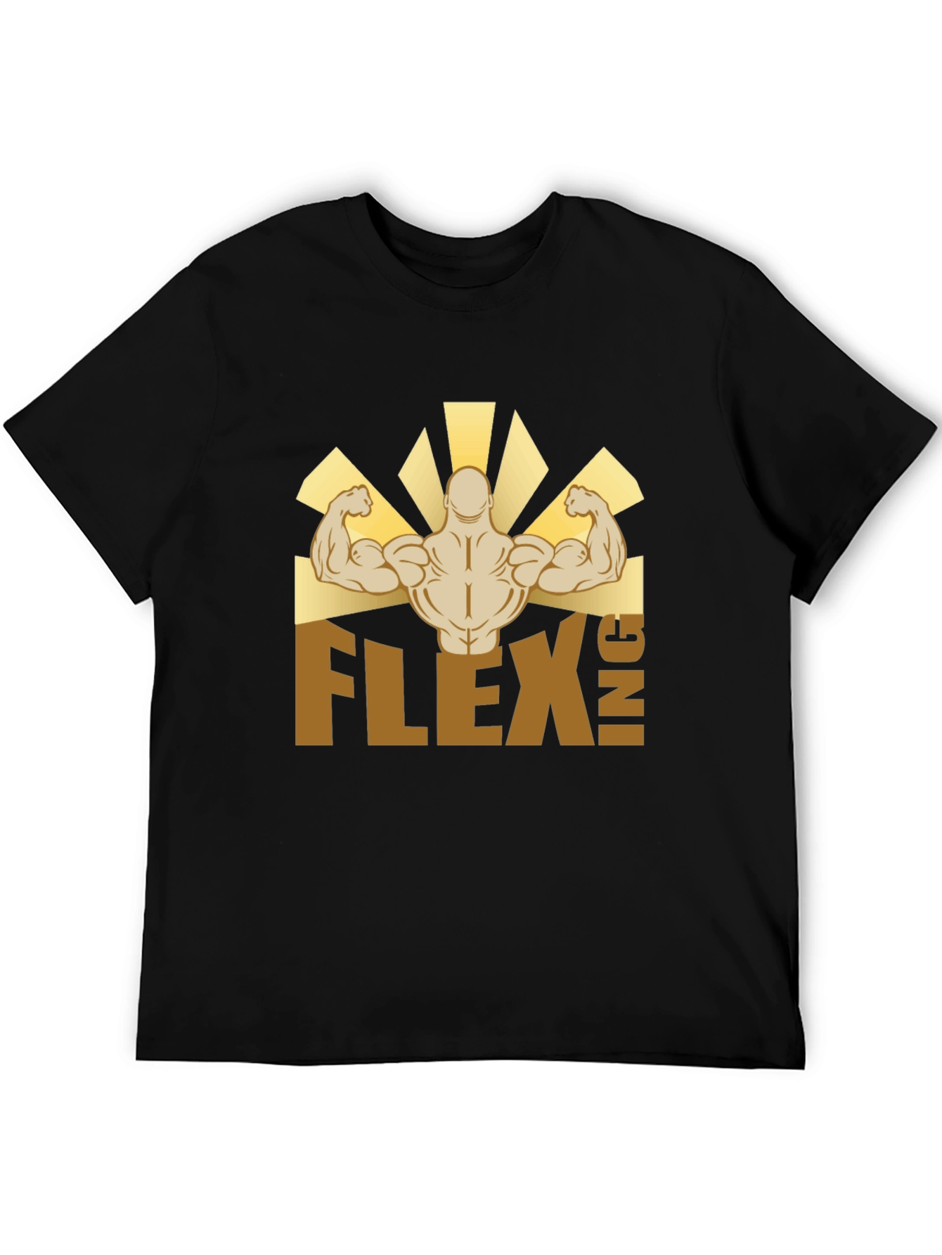 Flexing Graphic T-Shirt - Black Crew Neck Tee