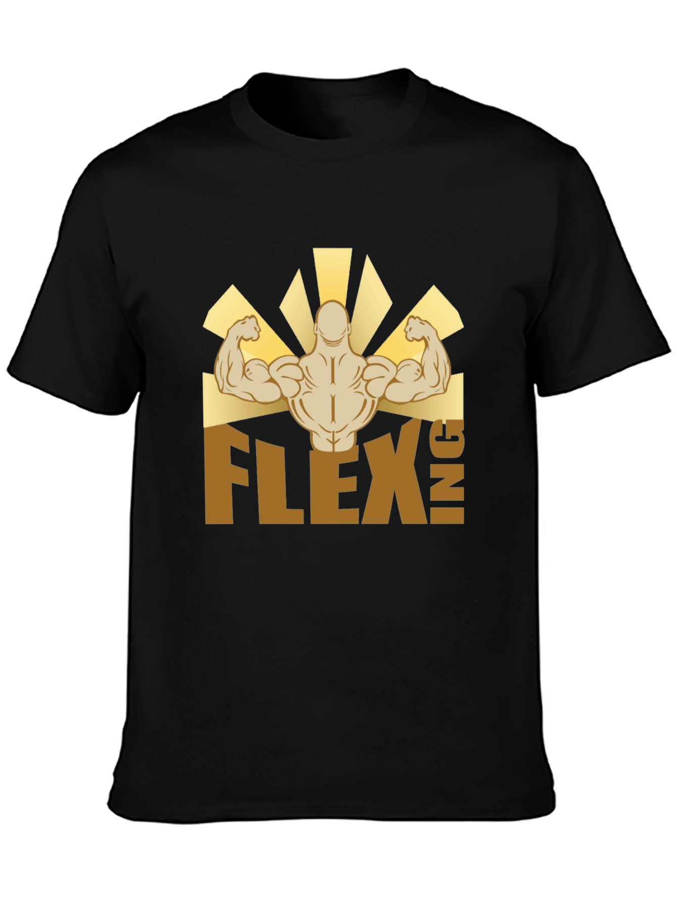 Flexing Graphic T-Shirt - Black Crew Neck Tee