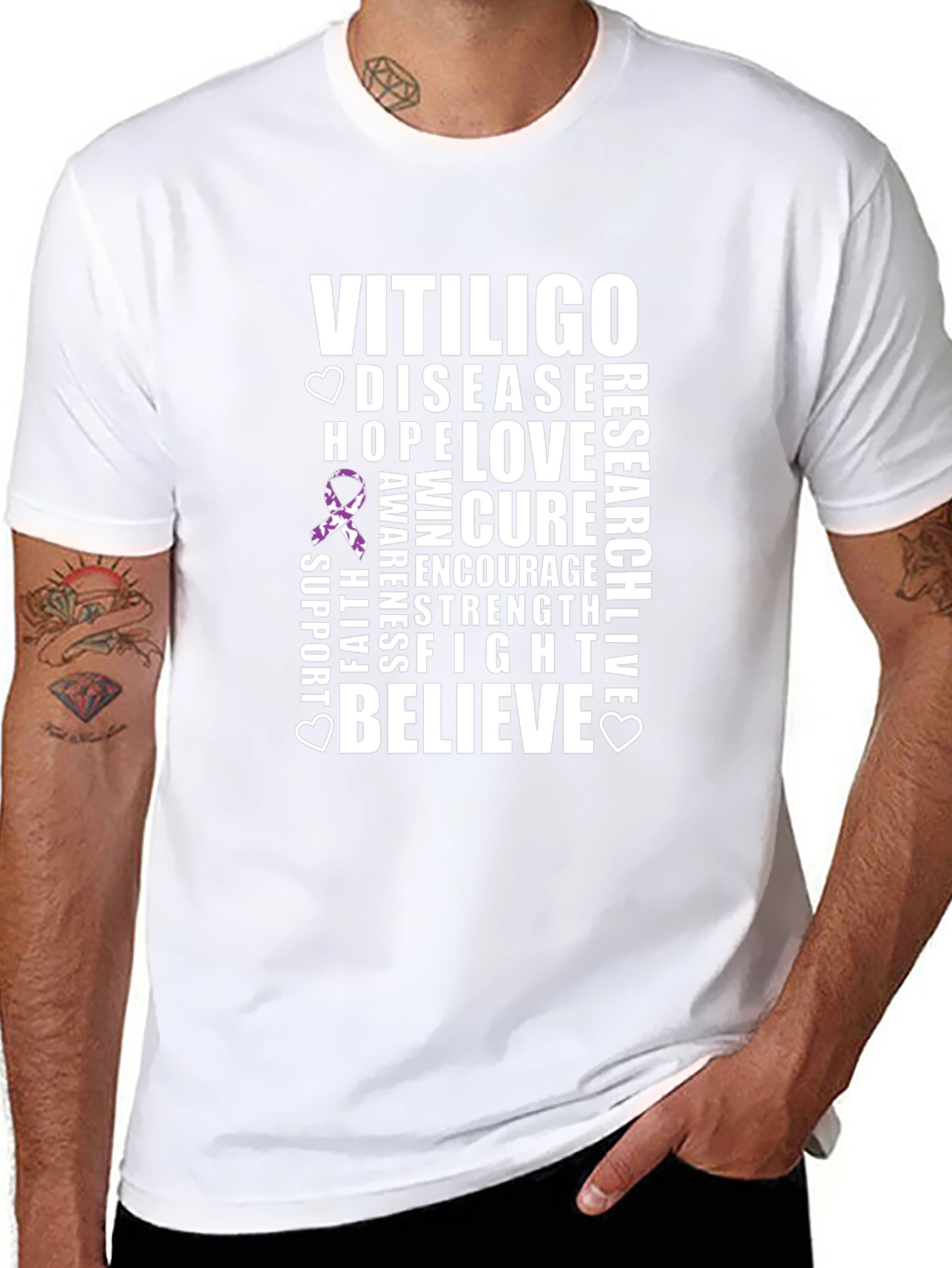 Vitiligo Awareness Ribbon Graphic T-Shirt
