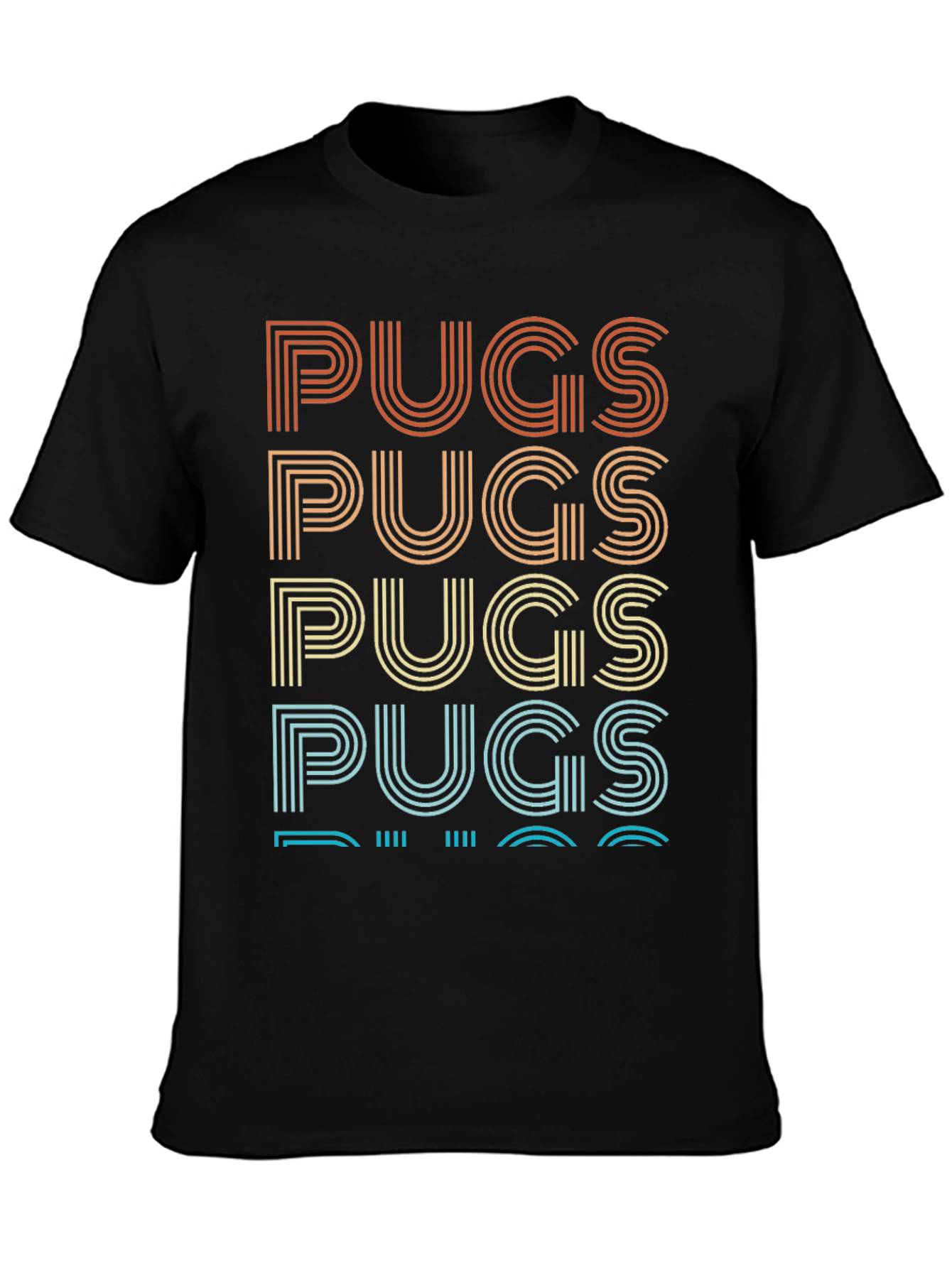 Retro Pugs Graphic Tee - Black