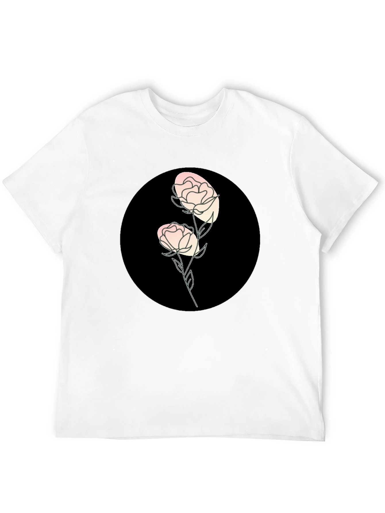 Black T-Shirt with Floral Design