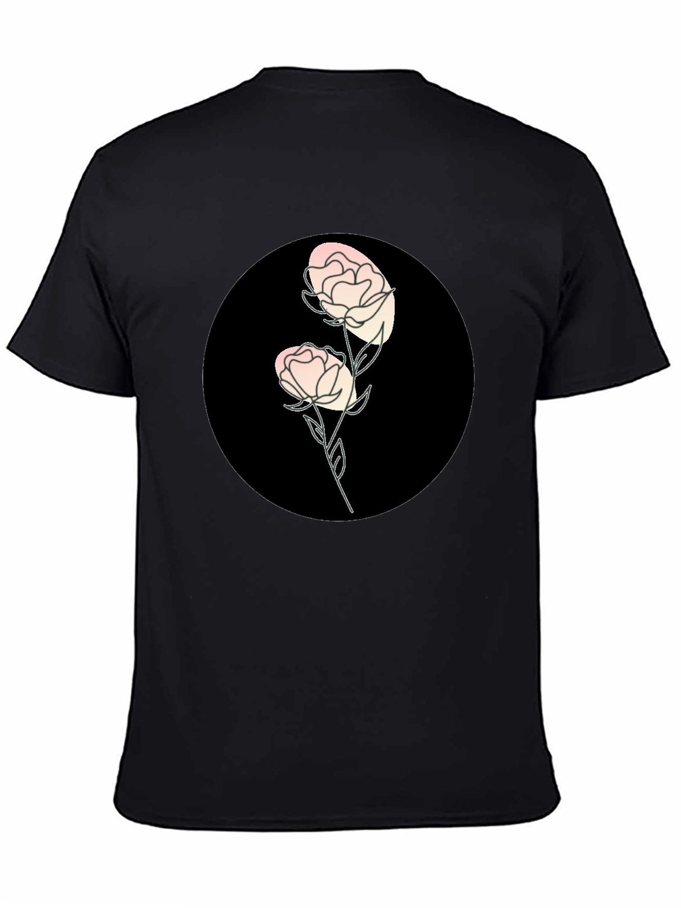 Black T-Shirt with Floral Design