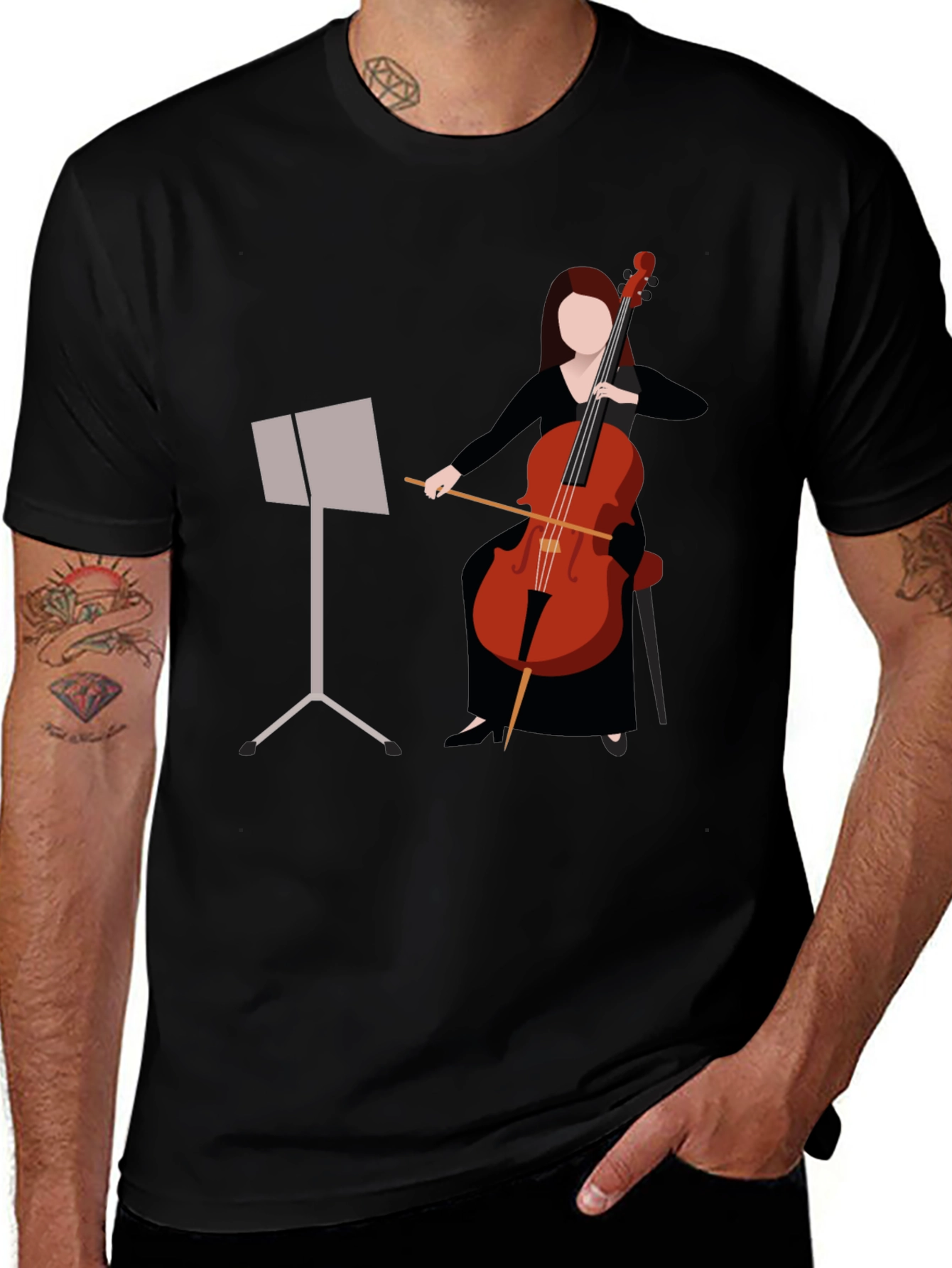 Cello Player Graphic T-Shirt - Music Lovers Tee