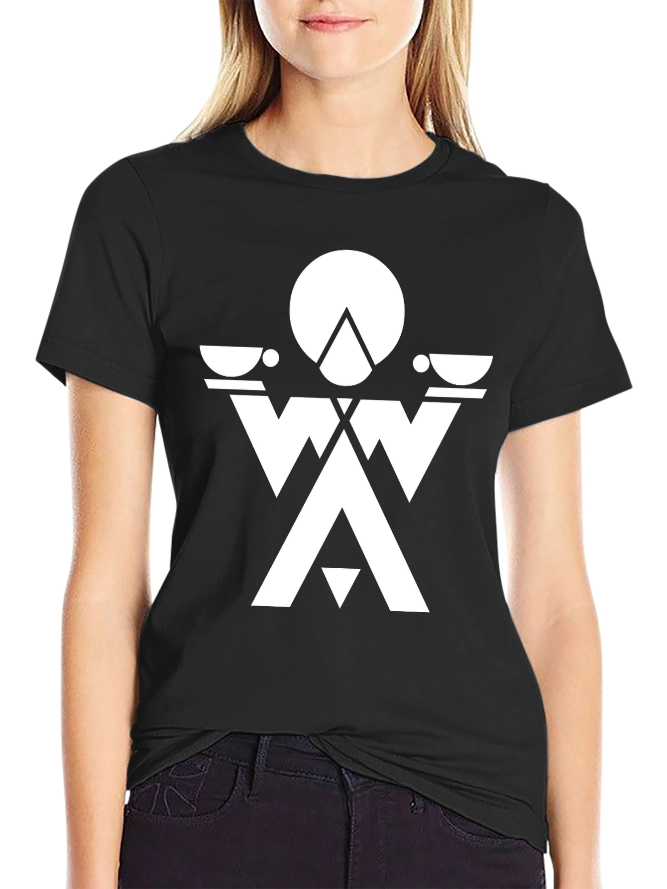 Abstract Geometric Graphic Tee - Black