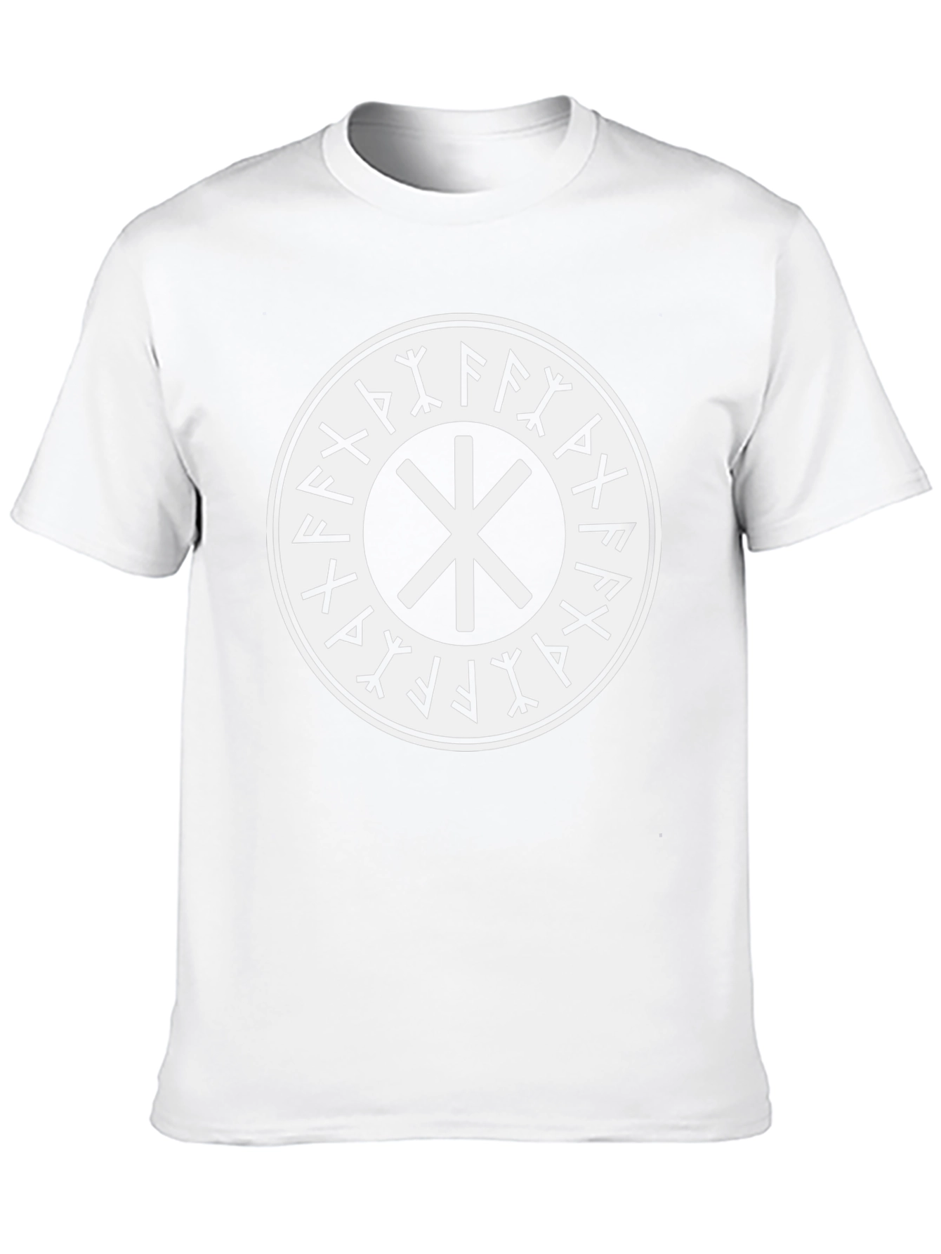 Black T-Shirt with Nordic Rune Symbol Graphic Print