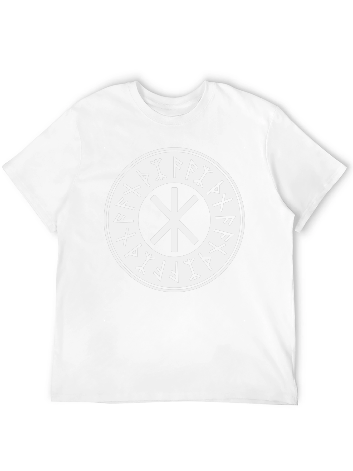 Black T-Shirt with Nordic Rune Symbol Graphic Print