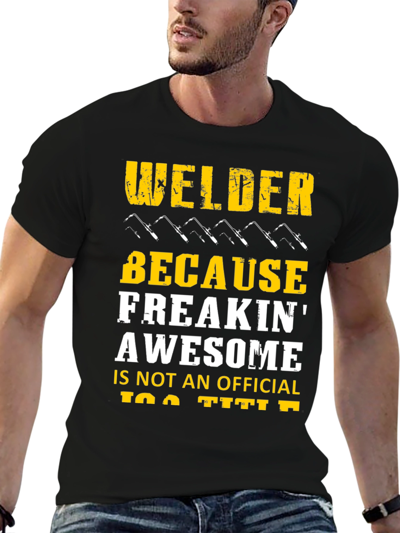 Welder Freakin Awesome Black Graphic T-Shirt