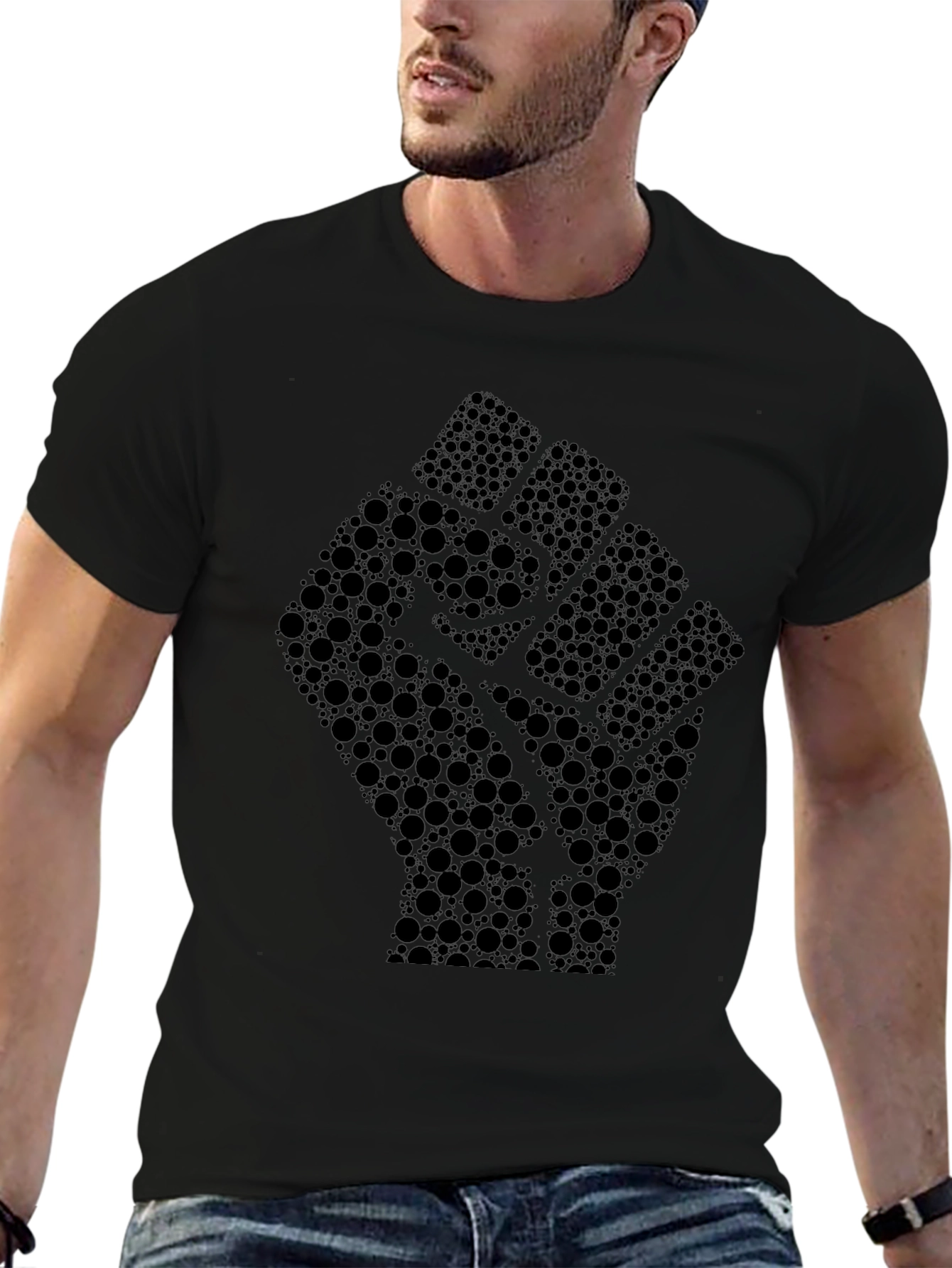 Black Fist Circle Pattern Tee