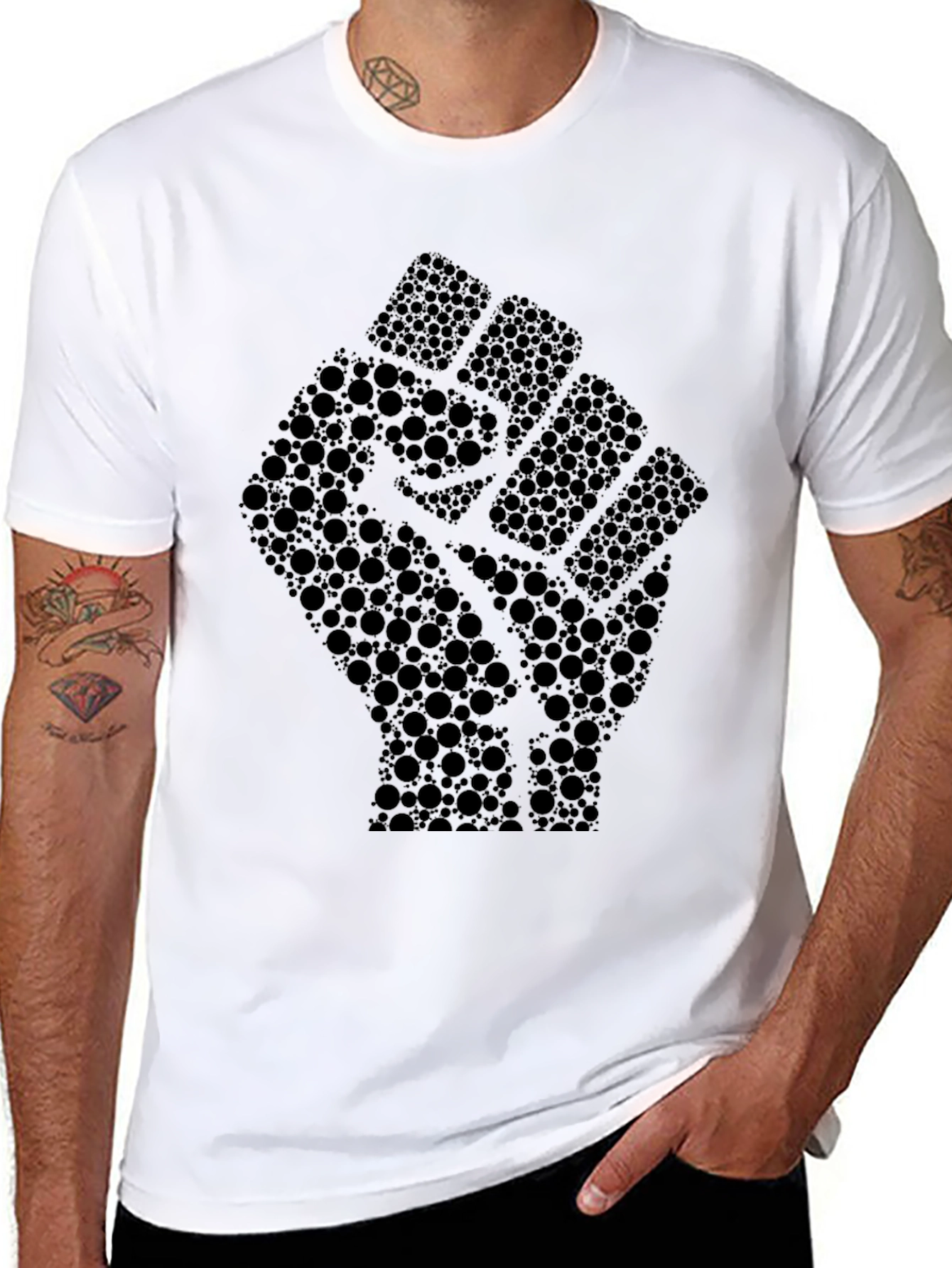 Black Fist Circle Pattern Tee