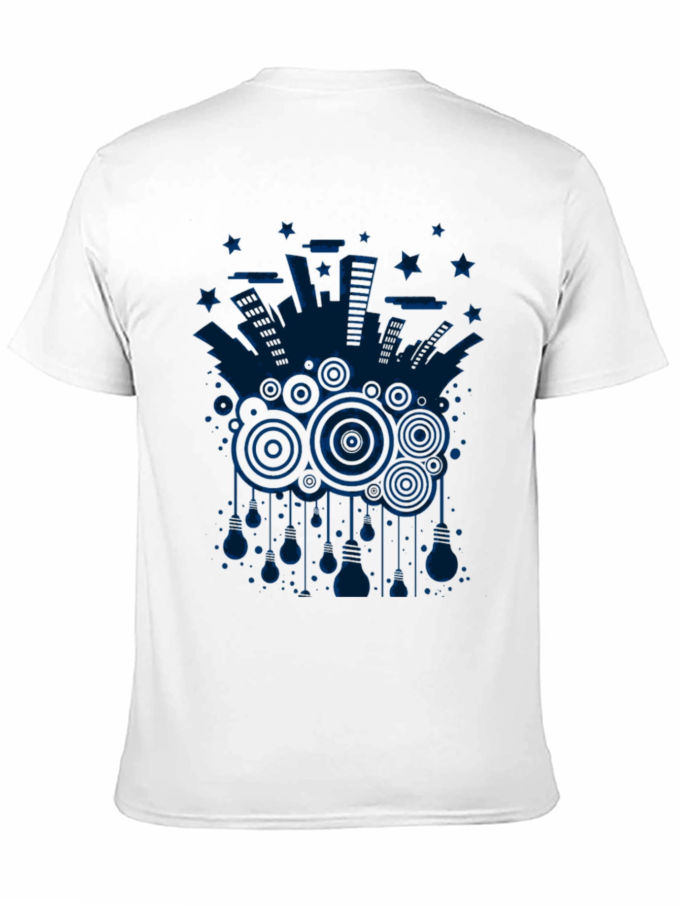 Abstract Cityscape Graphic Tee - Black Cotton T-Shirt