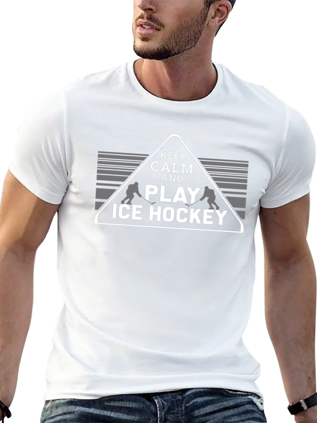Keep Calm and Play Ice Hockey Graphic T-Shirt