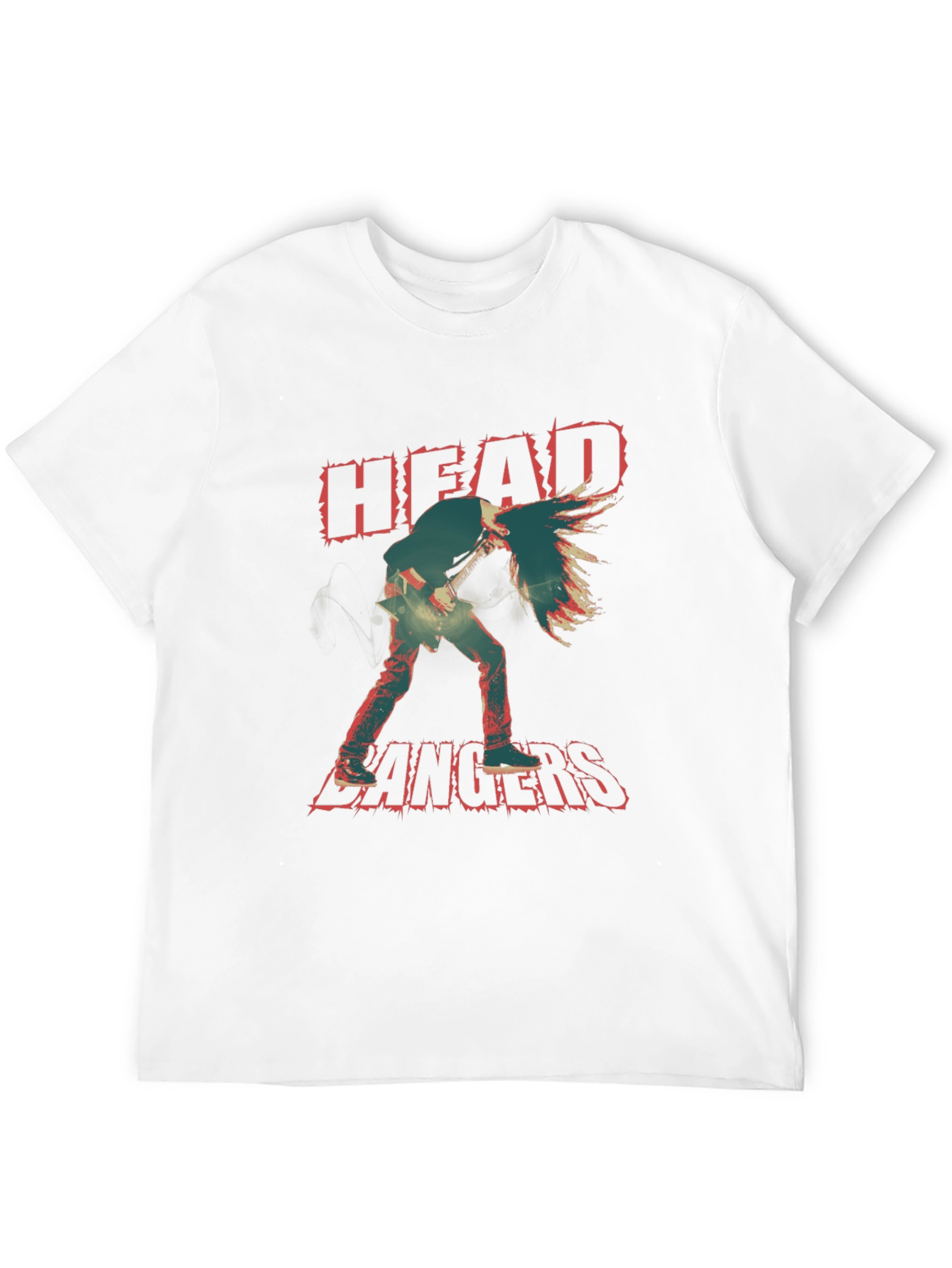 Headbangers Guitarist Graphic Print T-Shirt - Black