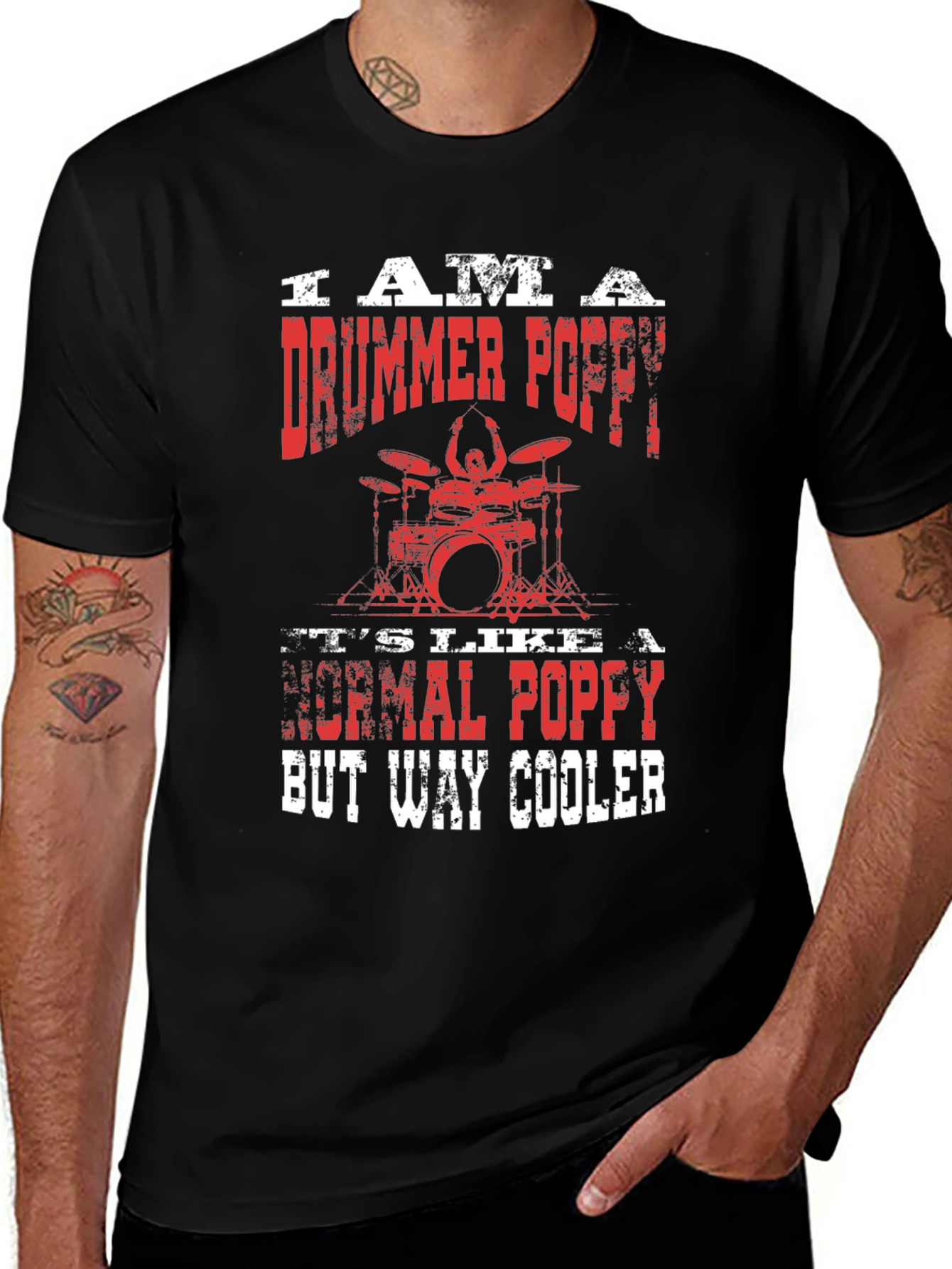 Drummer Poppy T-Shirt - Cool Grandpa Gift