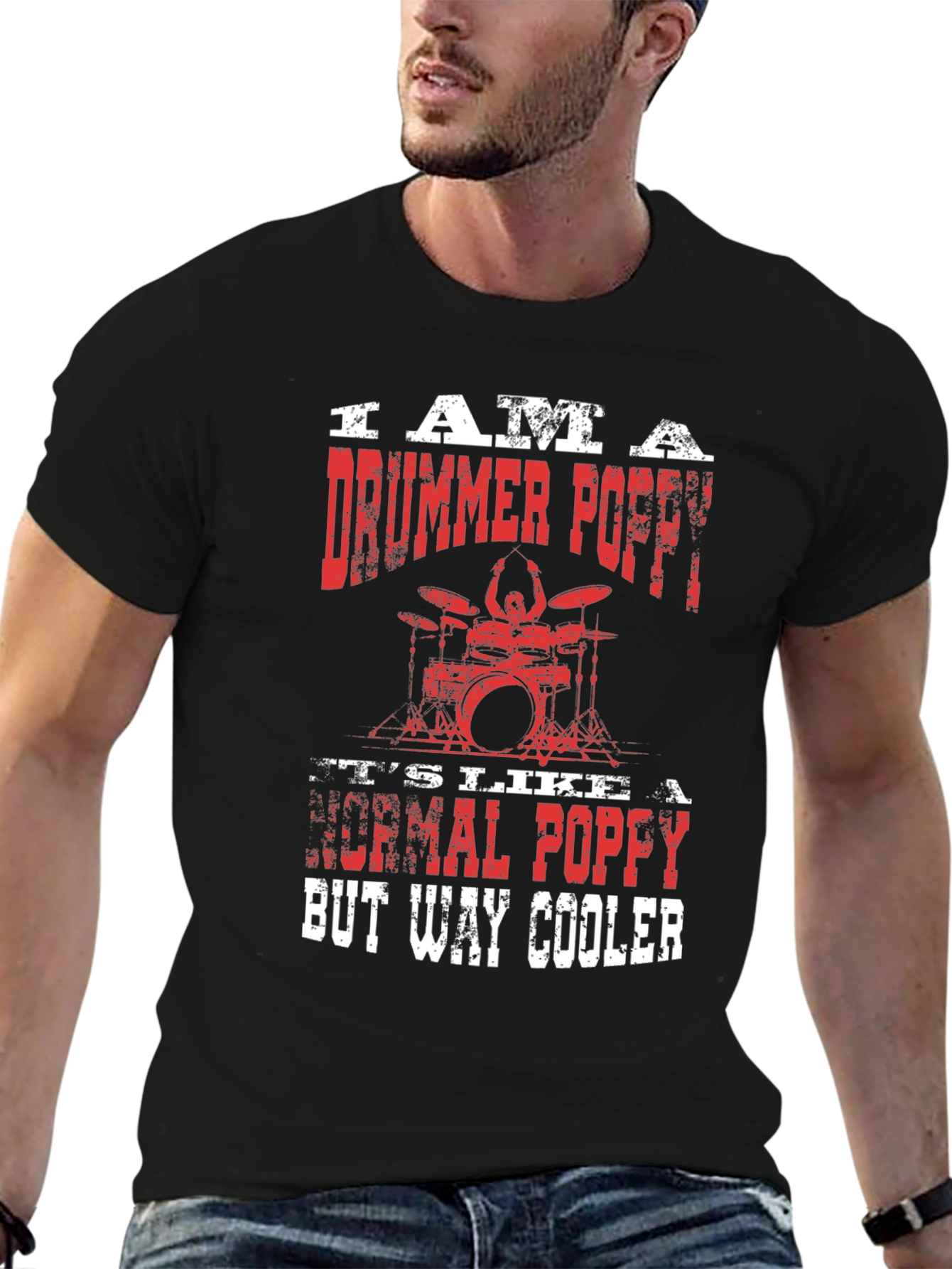 Drummer Poppy T-Shirt - Cool Grandpa Gift