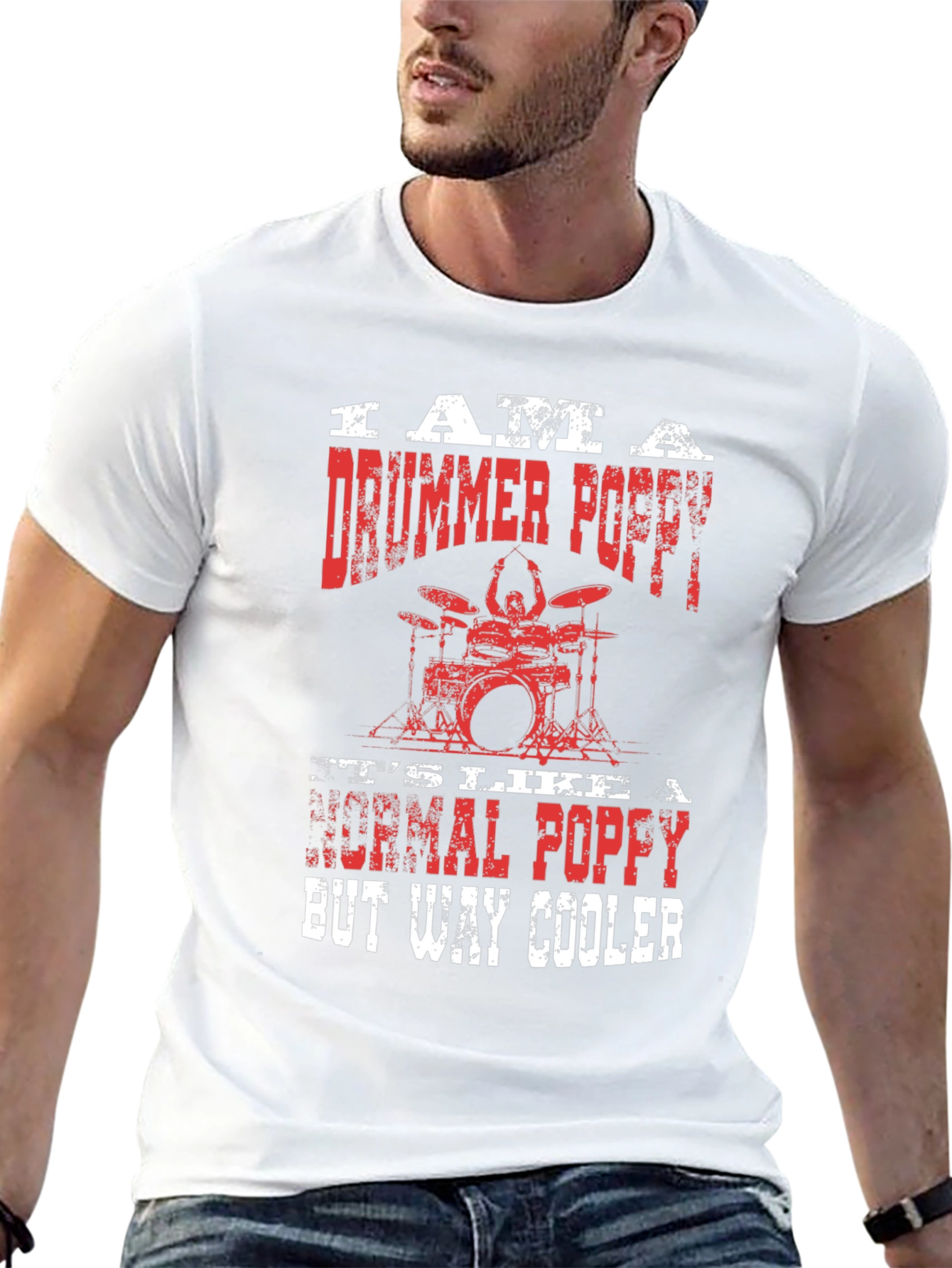 Drummer Poppy T-Shirt - Cool Grandpa Gift