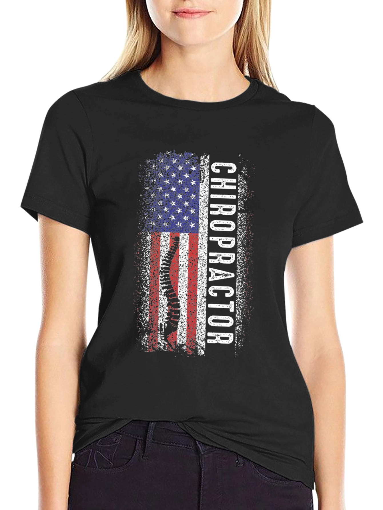 Chiropractor American Flag Graphic Tee