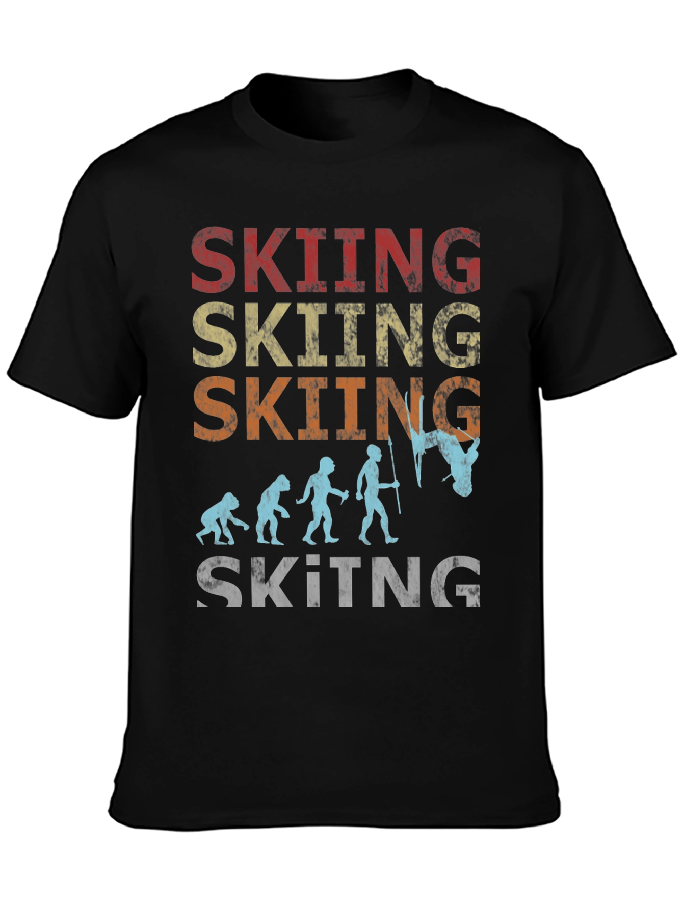 Skiing Evolution Graphic Tee - Black