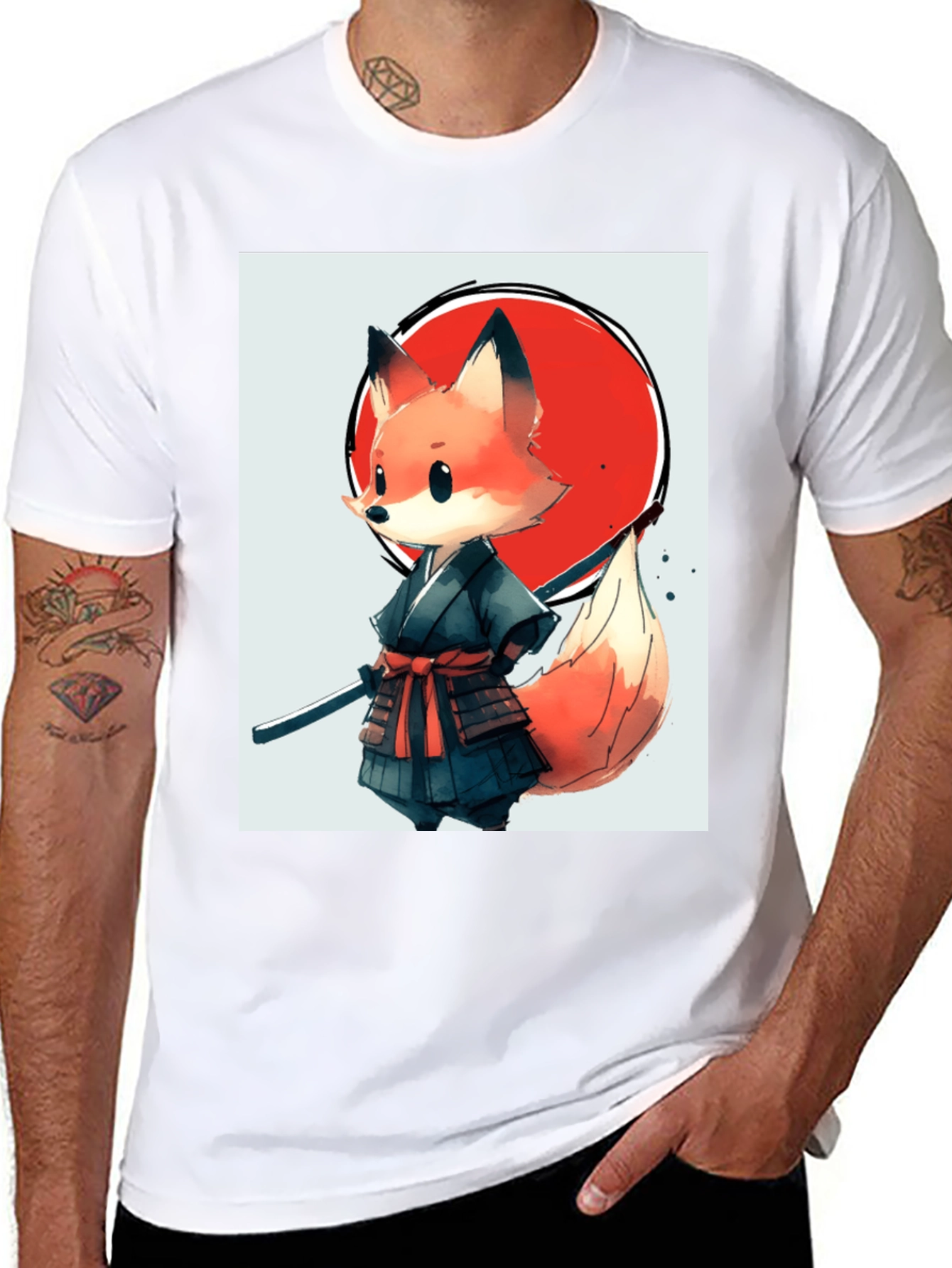 Fox Samurai Graphic Tee - Unique Anime Style