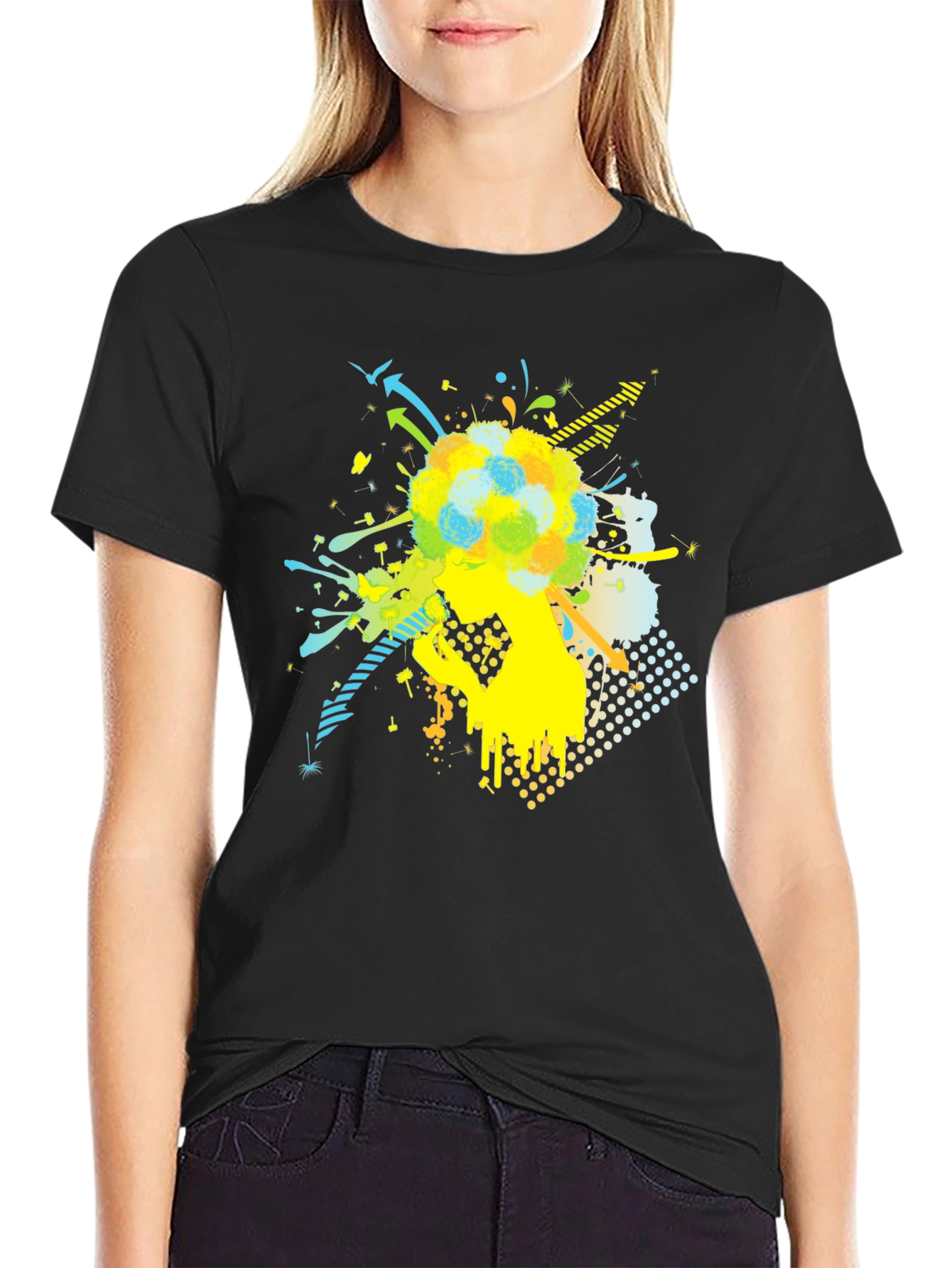 Mens Graphic Tee - Abstract Design Black T-Shirt