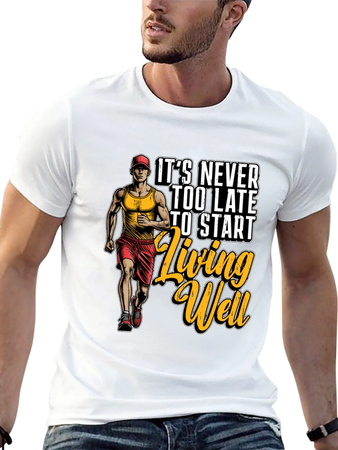 Motivational Running T-Shirt: Living Well