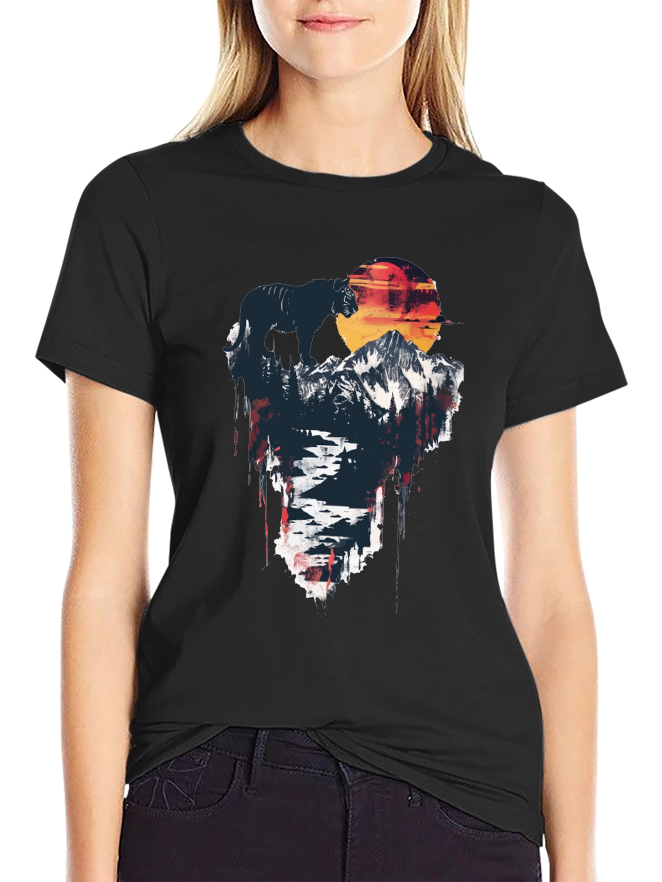 Mountain Sunset Black T-Shirt