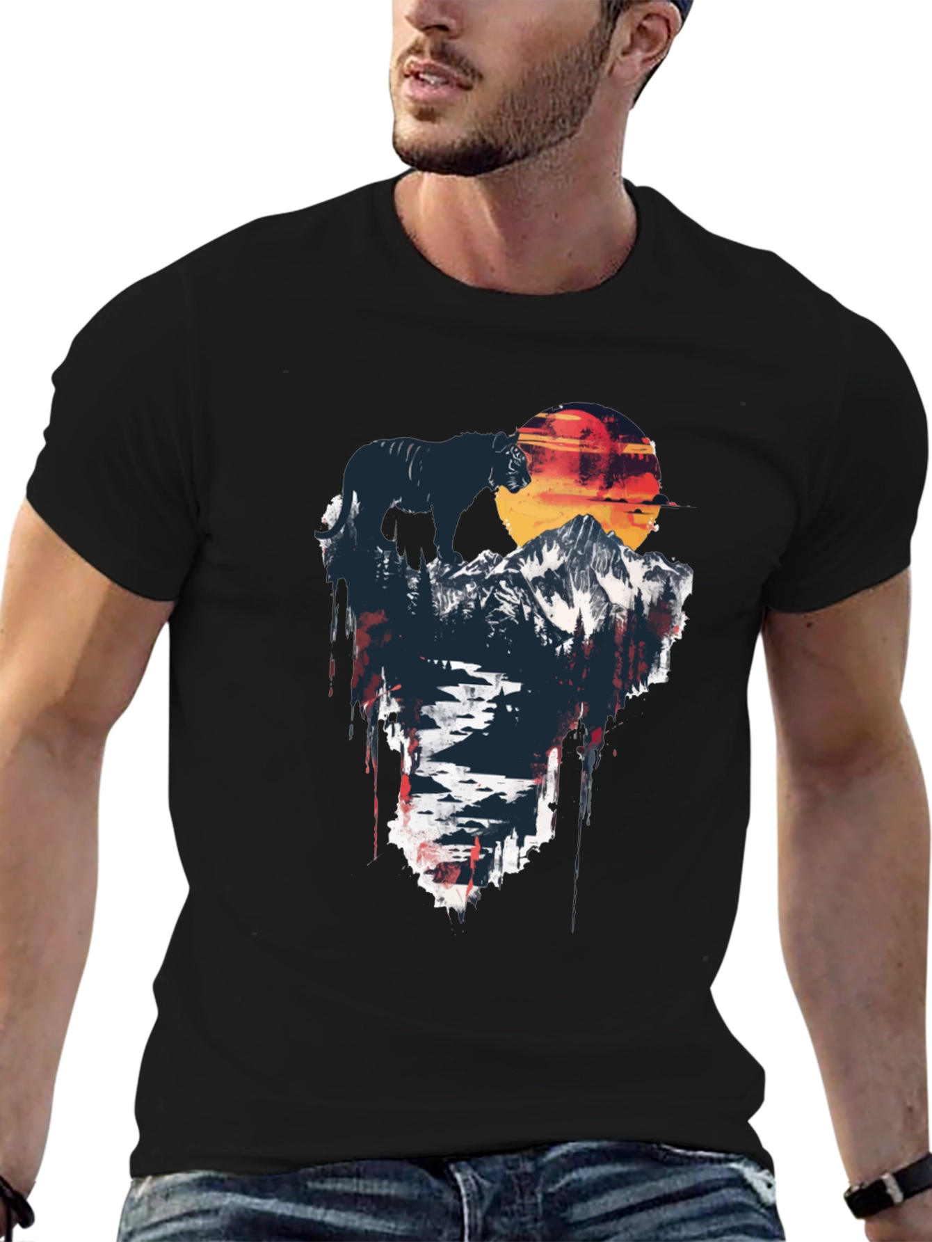 Mountain Sunset Black T-Shirt