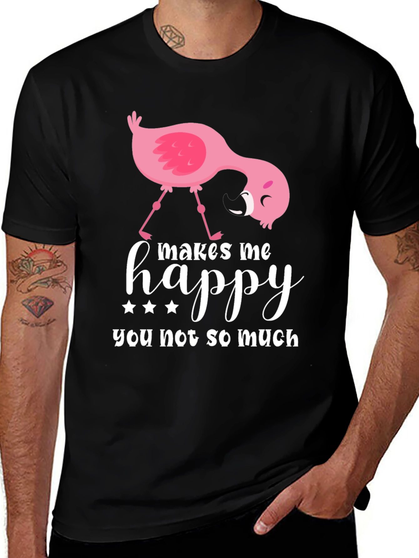 Funny Flamingo Graphic T-Shirt - Makes Me Happy