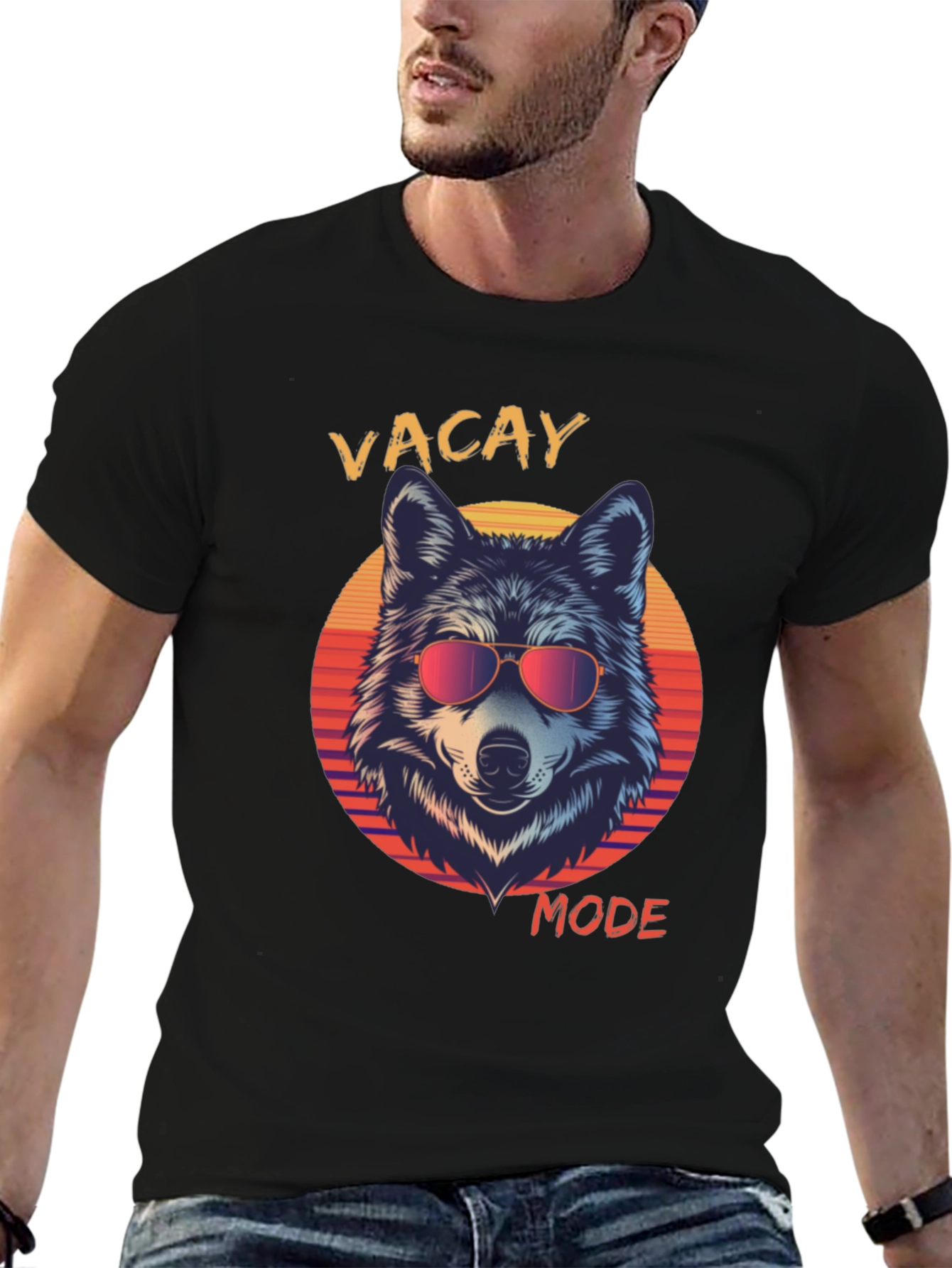Vacay Mode Wolf Graphic Tee - Stylish Summer Apparel