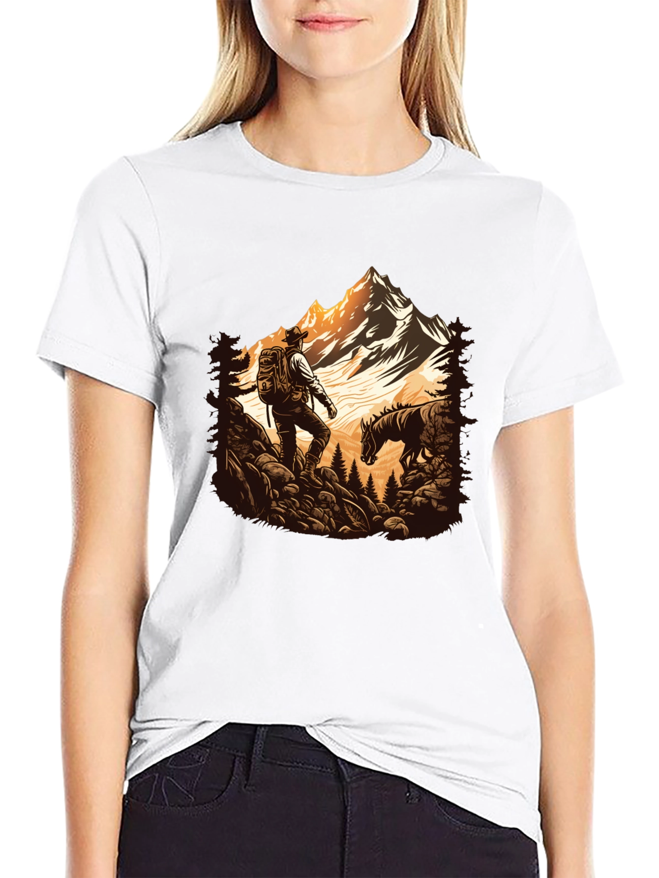 Mens Black Hiking Adventure Graphic Tee