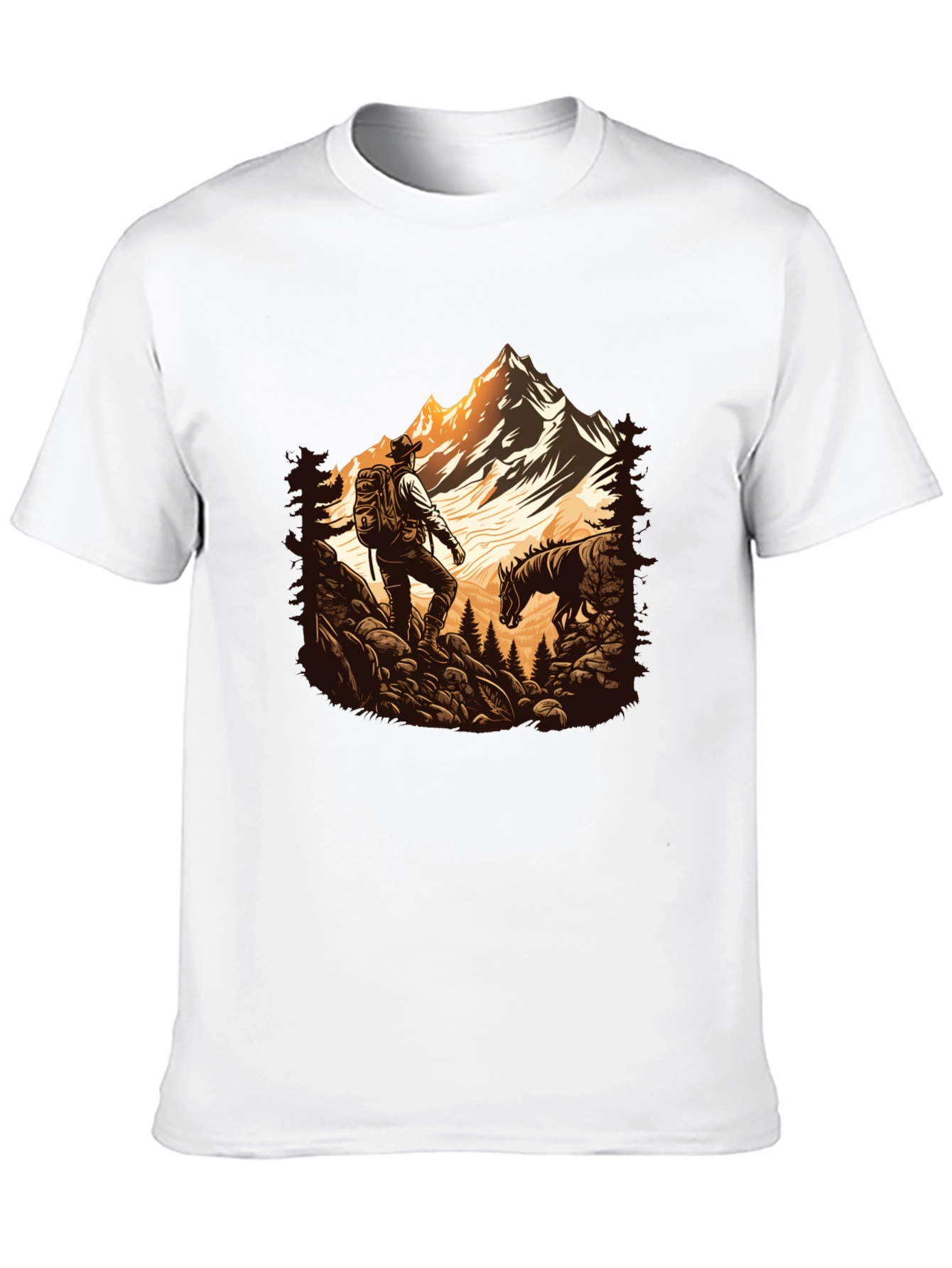 Mens Black Hiking Adventure Graphic Tee