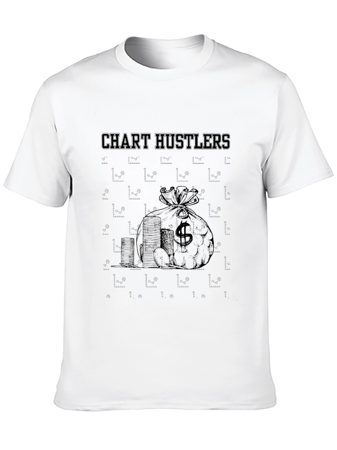 Chart Hustlers Black T-Shirt - Money Bag Design