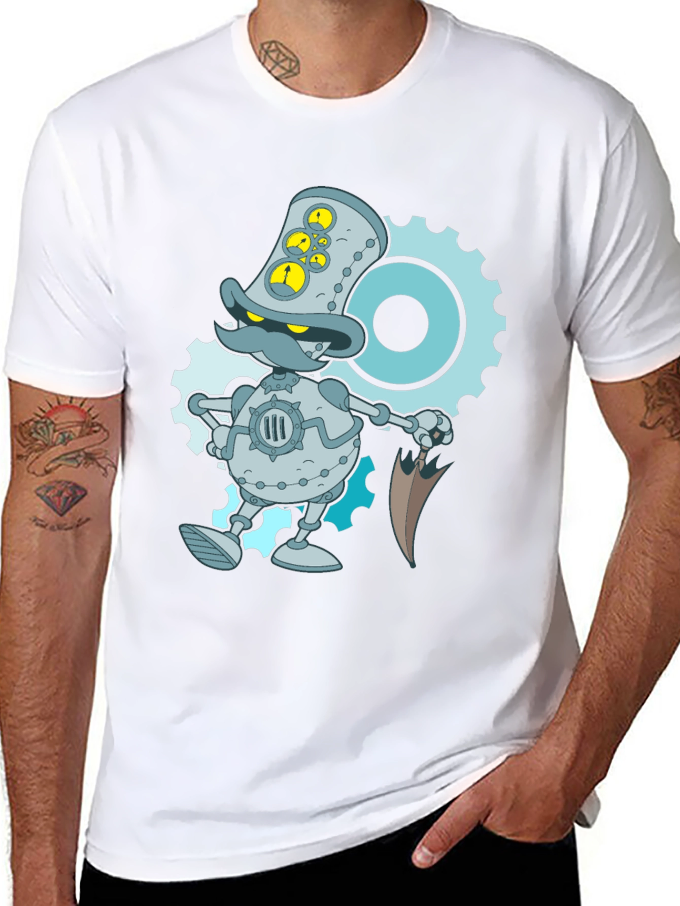 Steampunk Duck Robot Graphic T-Shirt