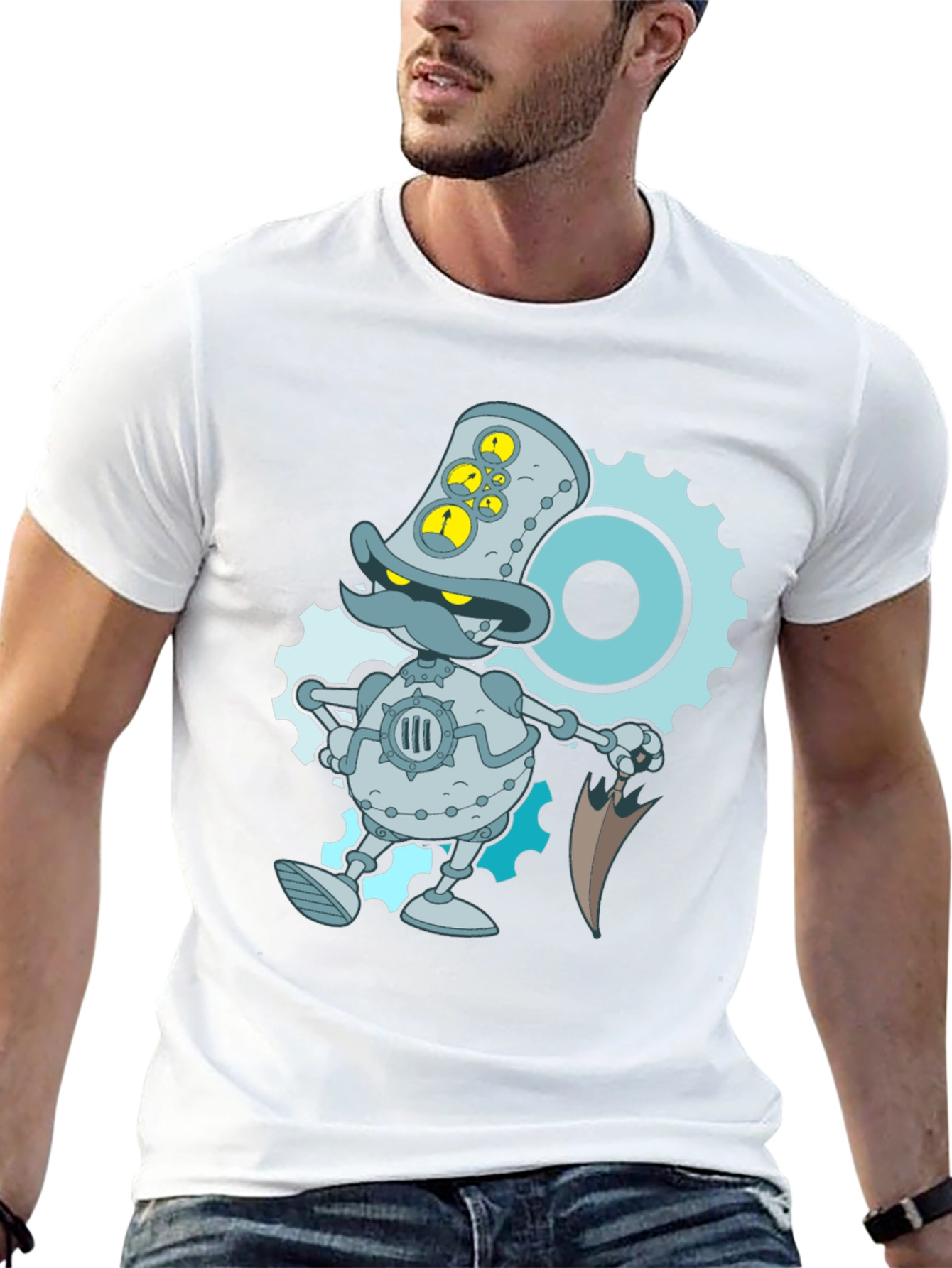Steampunk Duck Robot Graphic T-Shirt