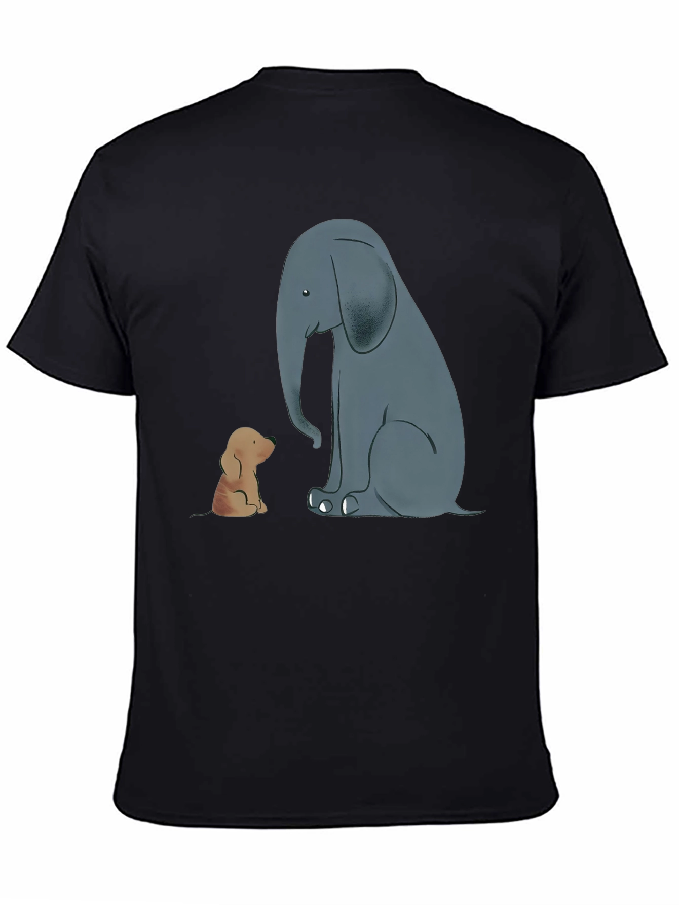 Elephant and Dog Graphic Tee - Black