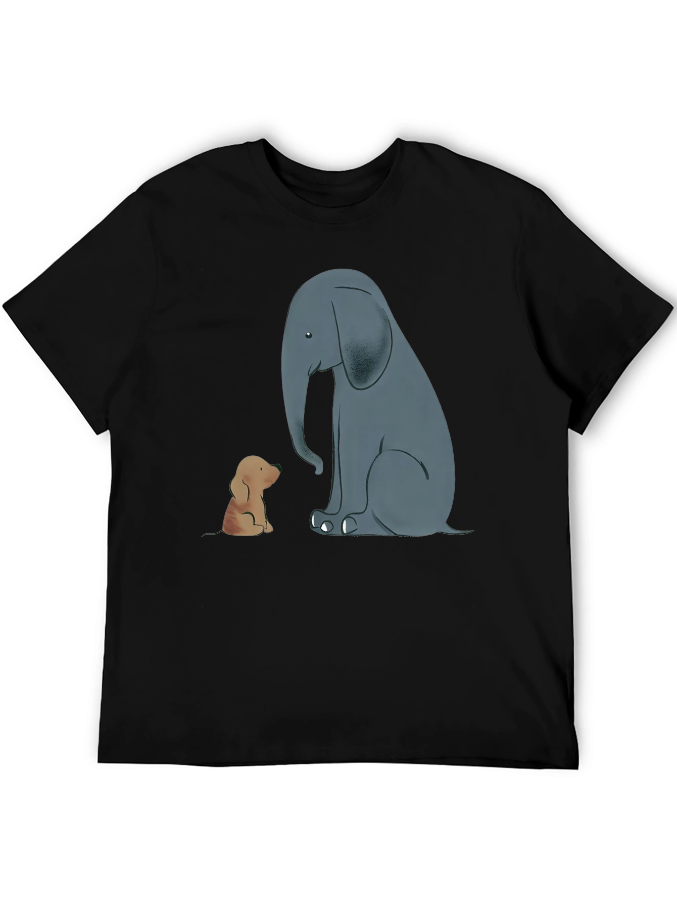 Elephant and Dog Graphic Tee - Black