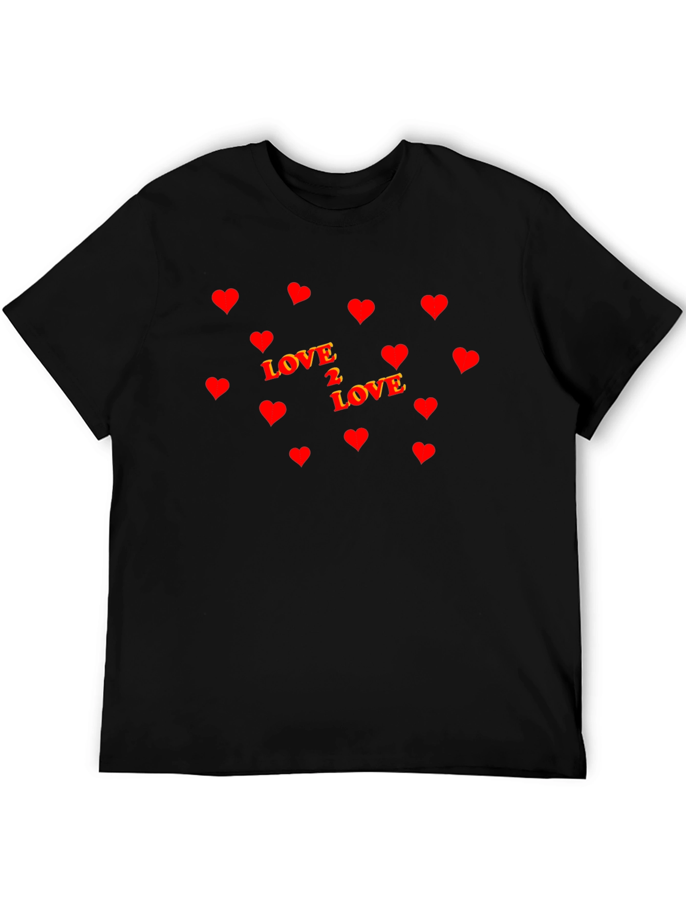 Love 2 Love Heart Graphic Black T-Shirt