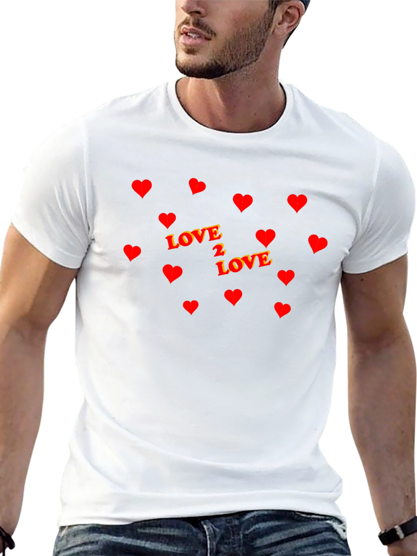 Love 2 Love Heart Graphic Black T-Shirt