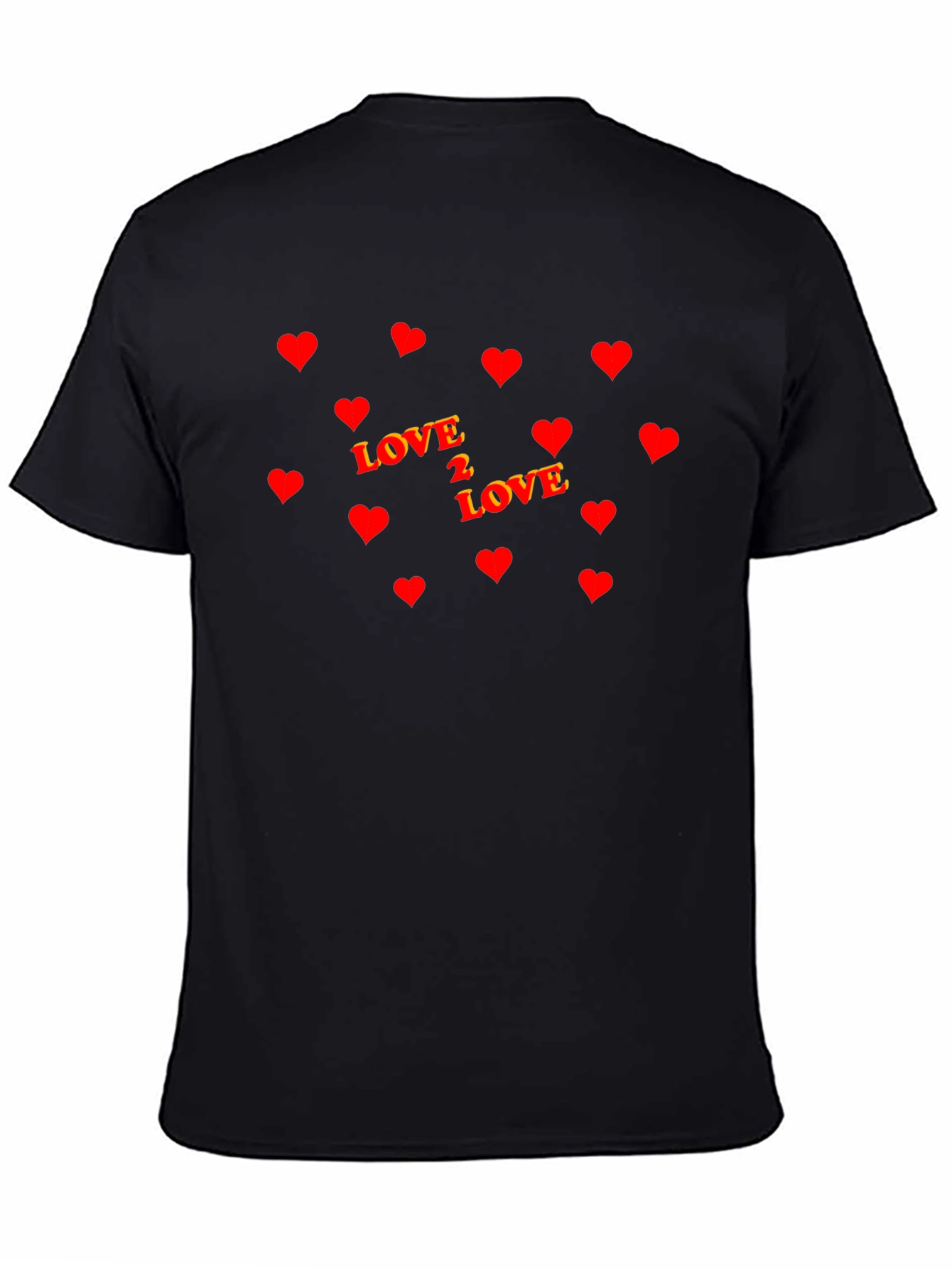 Love 2 Love Heart Graphic Black T-Shirt