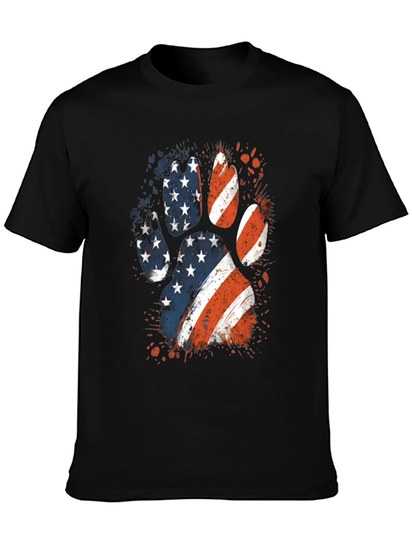 Patriotic Dog Paw Print Graphic Tee