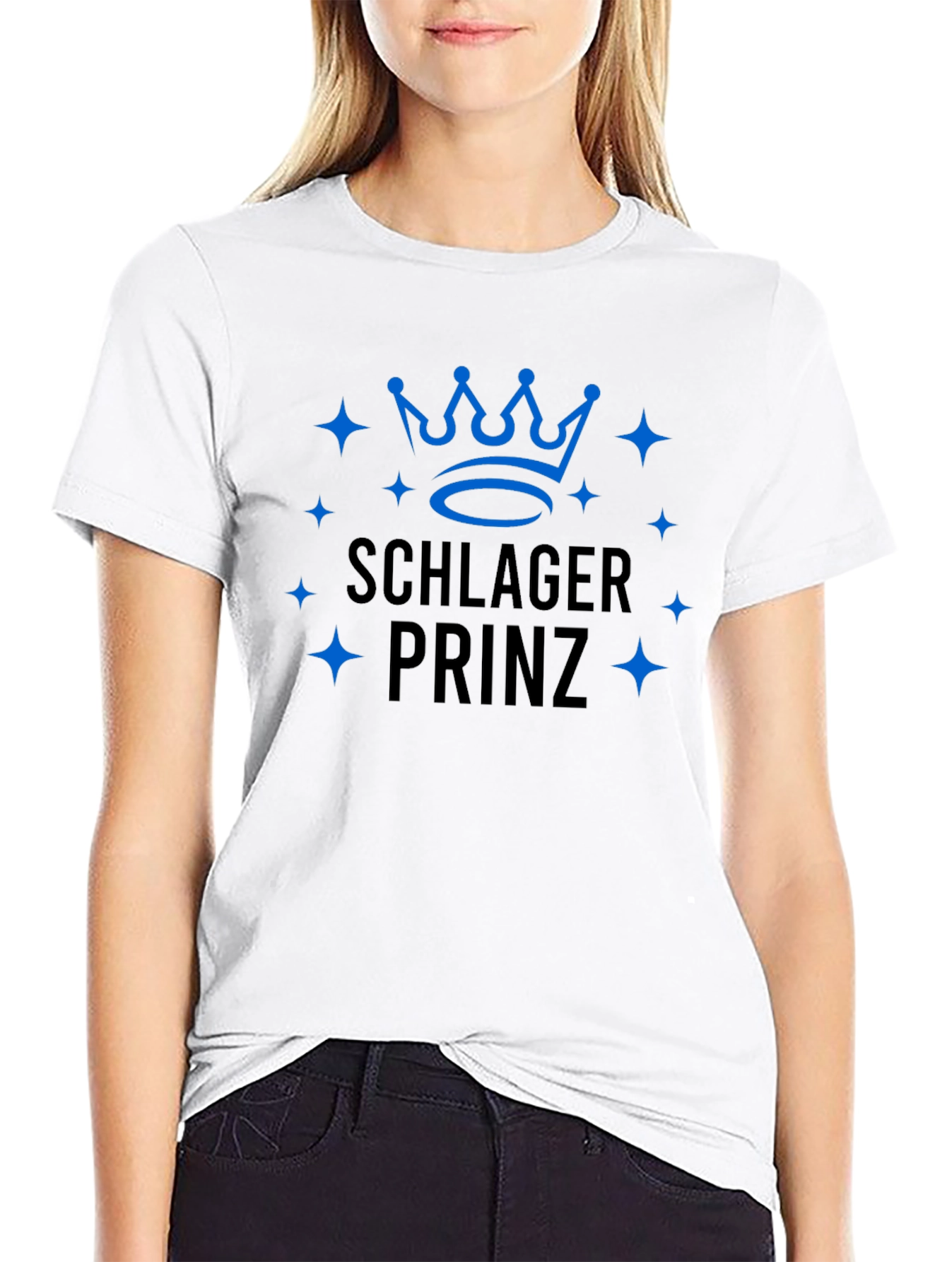 Schlager Prinz Blue Crown Black Tee
