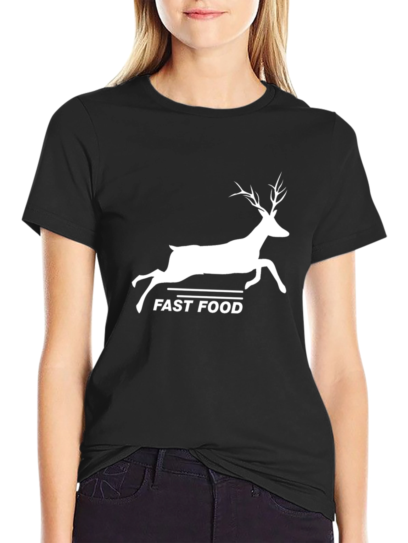 Deer Fast Food Black Graphic Tee