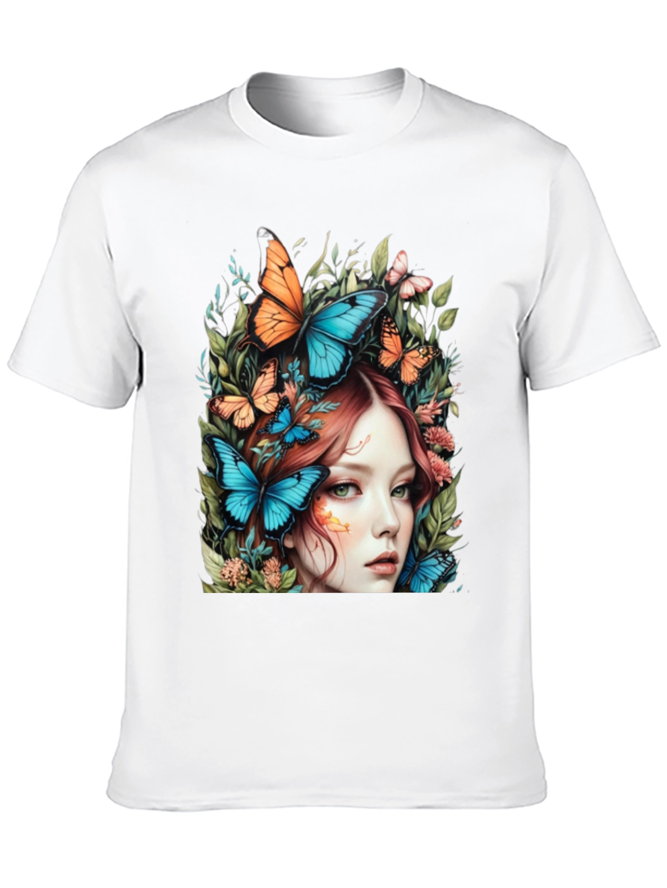 Butterfly Woman Graphic Tee - Nature Art T-Shirt