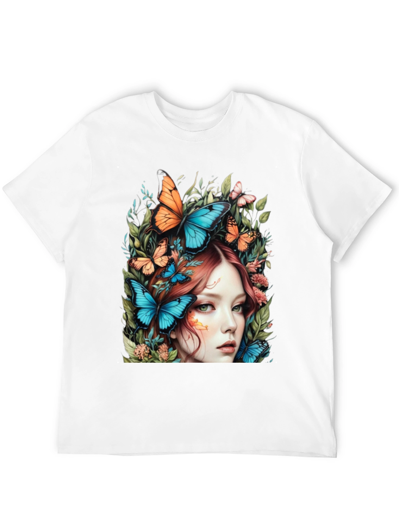 Butterfly Woman Graphic Tee - Nature Art T-Shirt