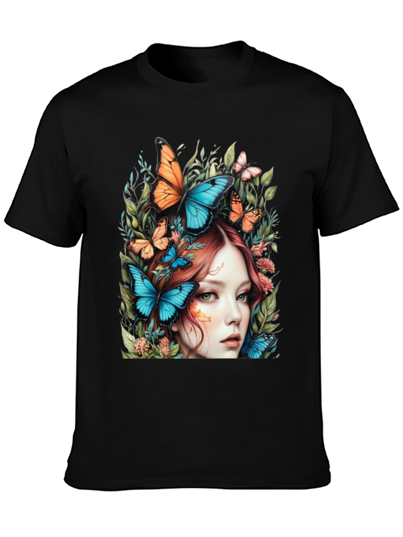 Butterfly Woman Graphic Tee - Nature Art T-Shirt
