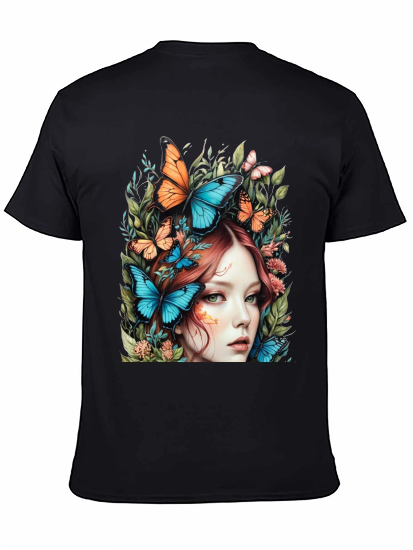 Butterfly Woman Graphic Tee - Nature Art T-Shirt