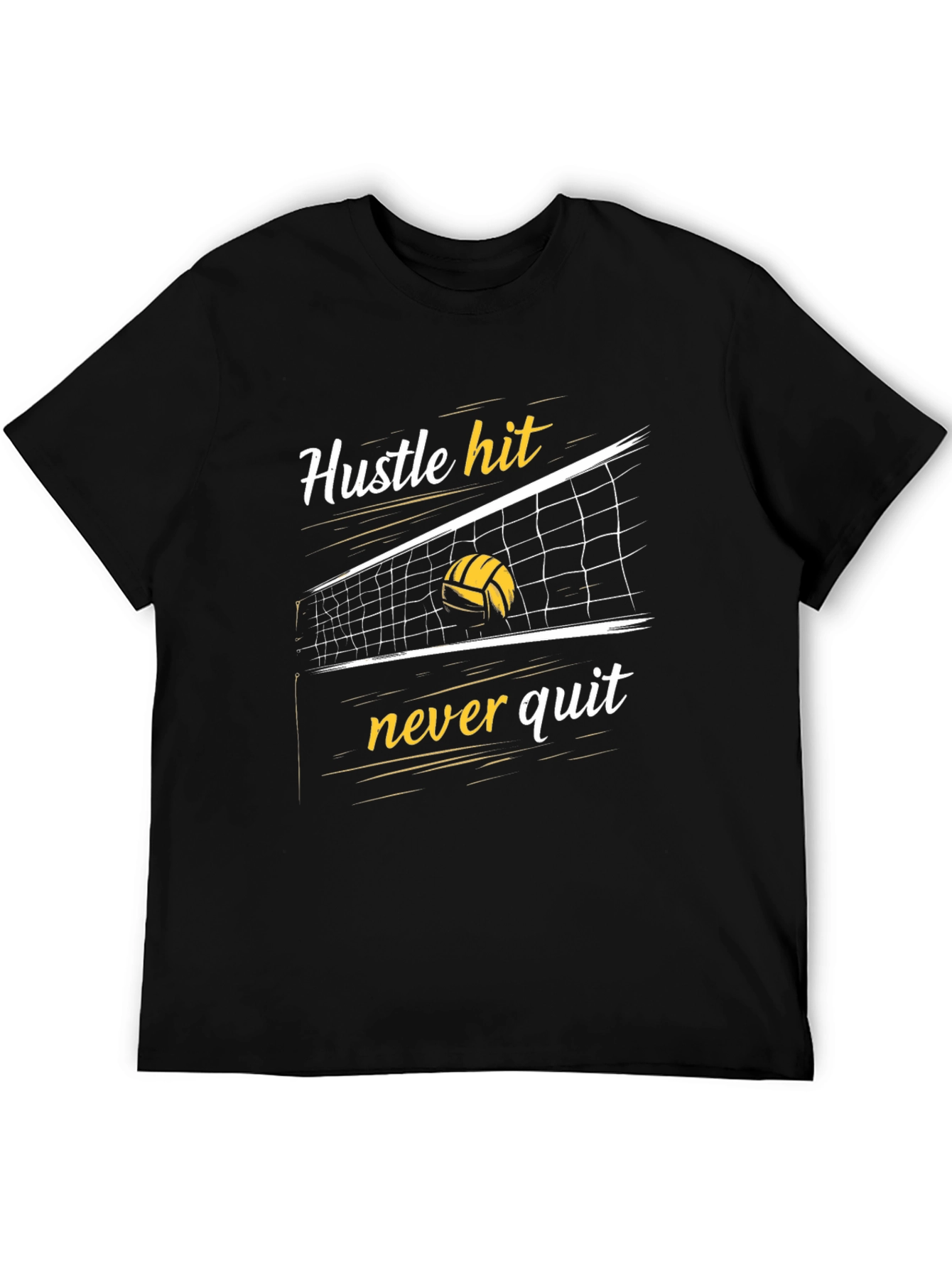 Hustle Hit Never Quit Volleyball Graphic Tee