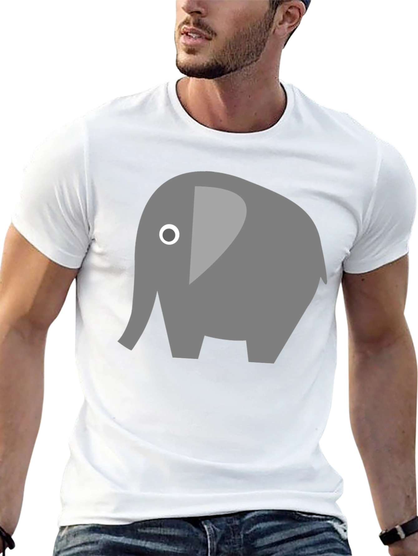 Elephant Graphic Tee - Soft Cotton Blend Casual Style