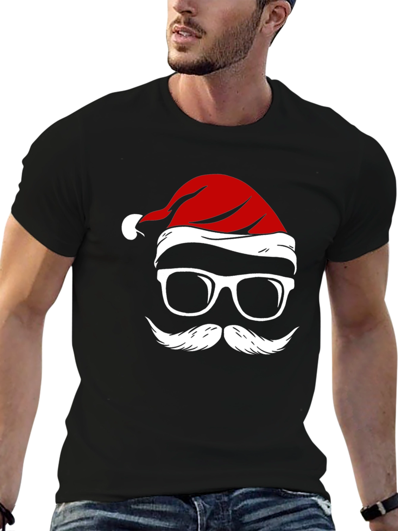 Festive Santa Graphic Tee - Holiday Cheer