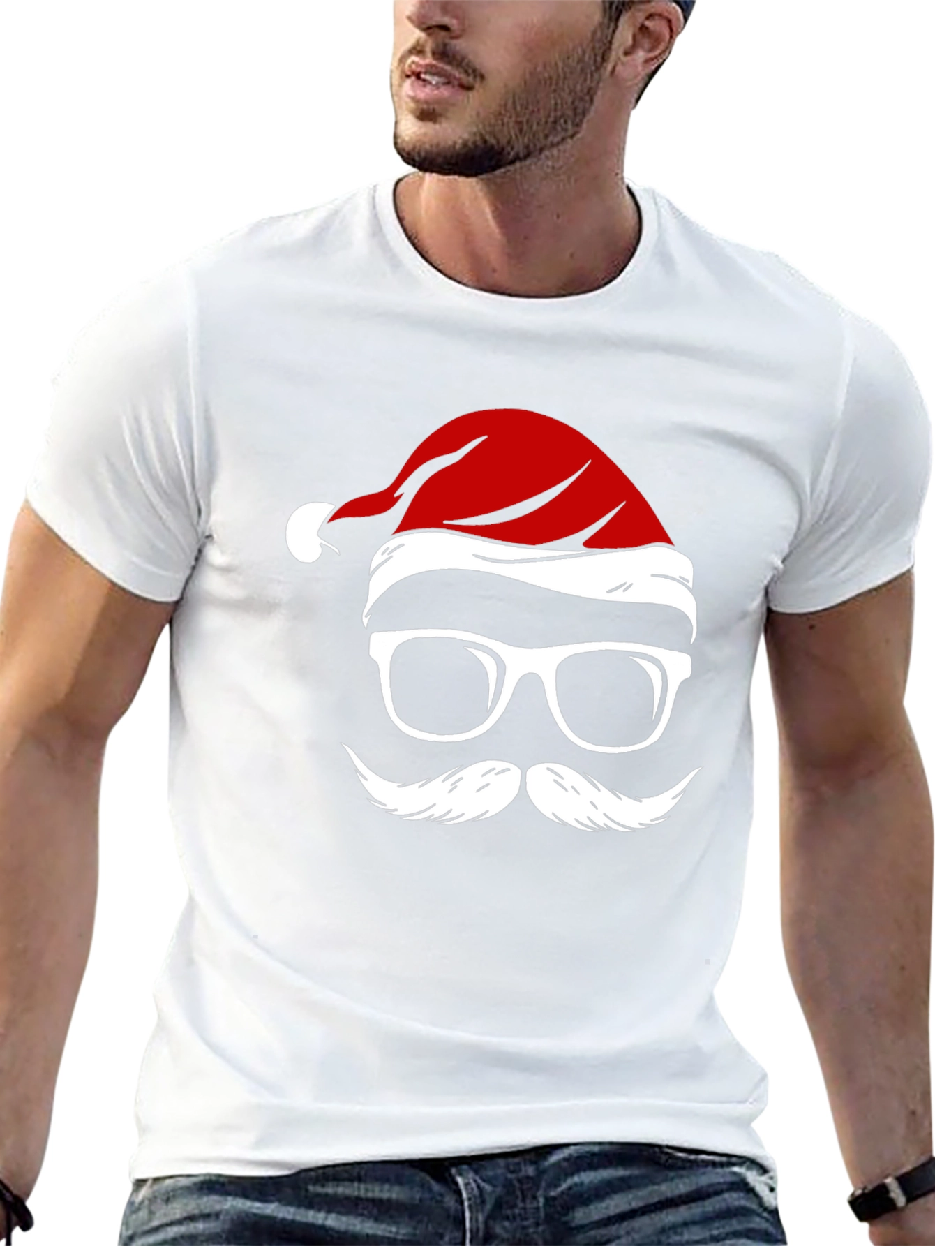 Festive Santa Graphic Tee - Holiday Cheer