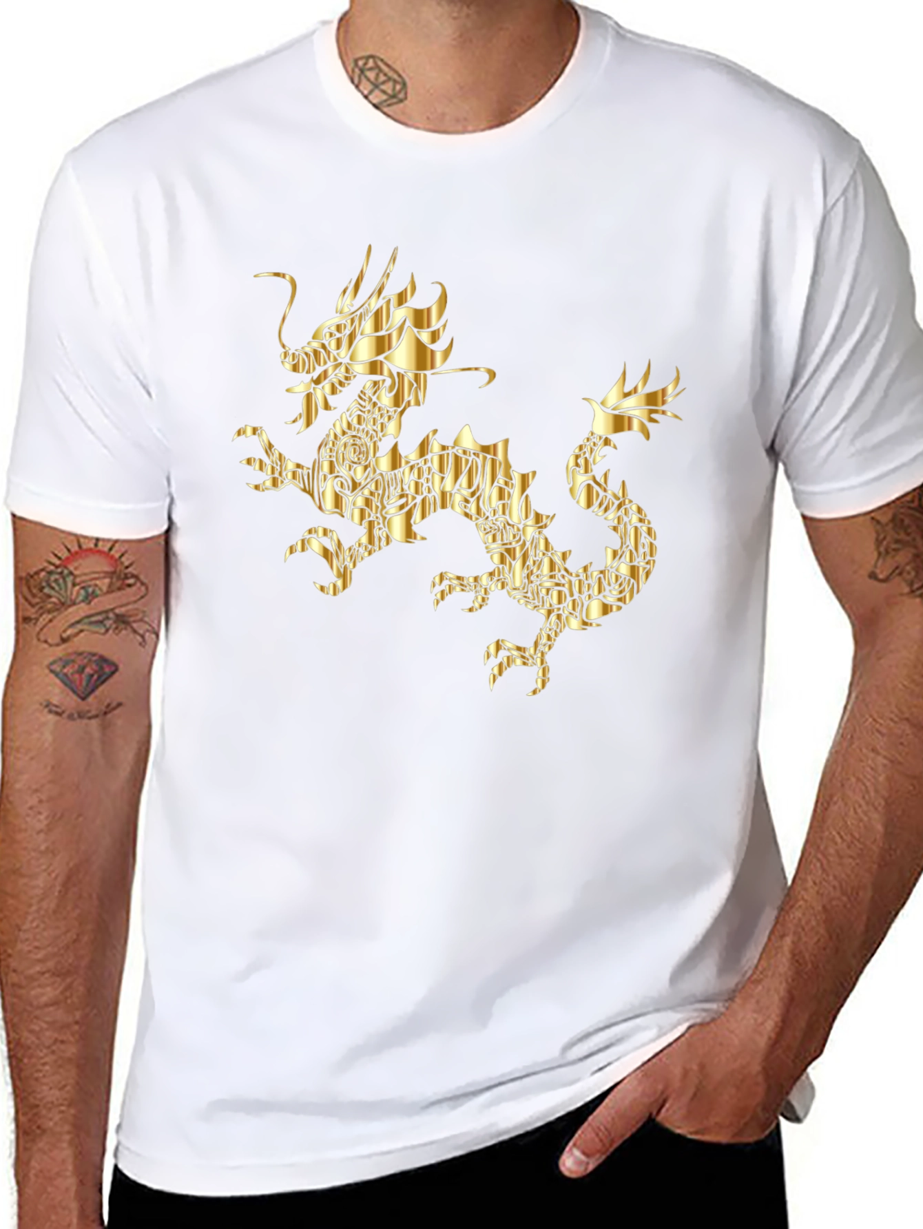 Golden Dragon Graphic Black T-Shirt